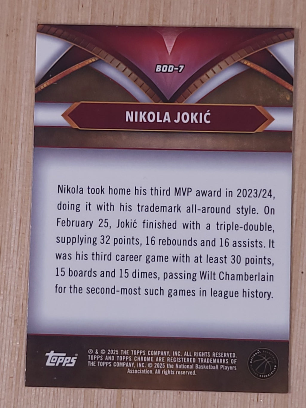 2024-25 Topps Chrome #BOD-7 Nikola Jokic