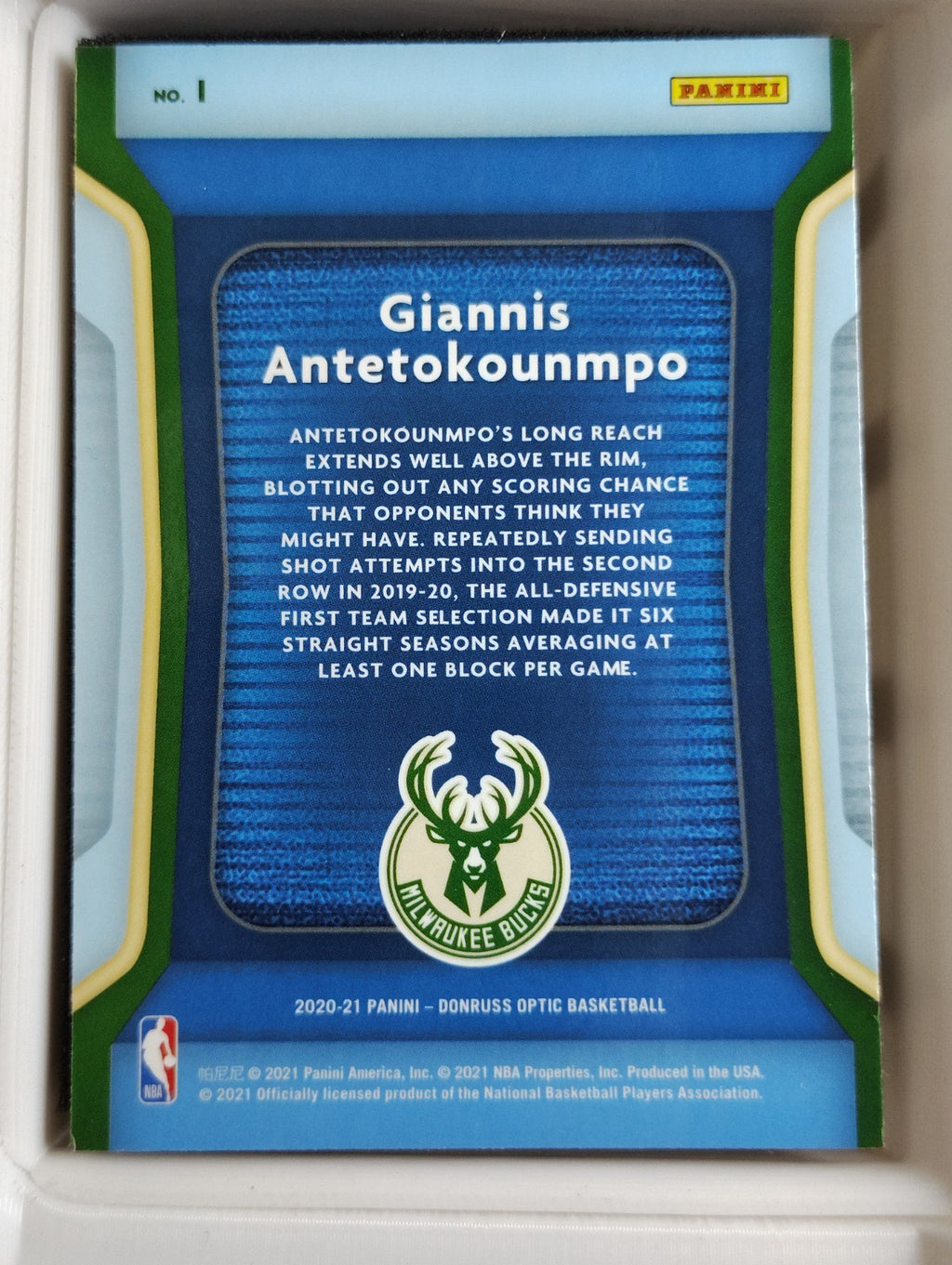 2020-21 Panini Donruss Optic #1 Giannis Antetokounmpo Air Defense