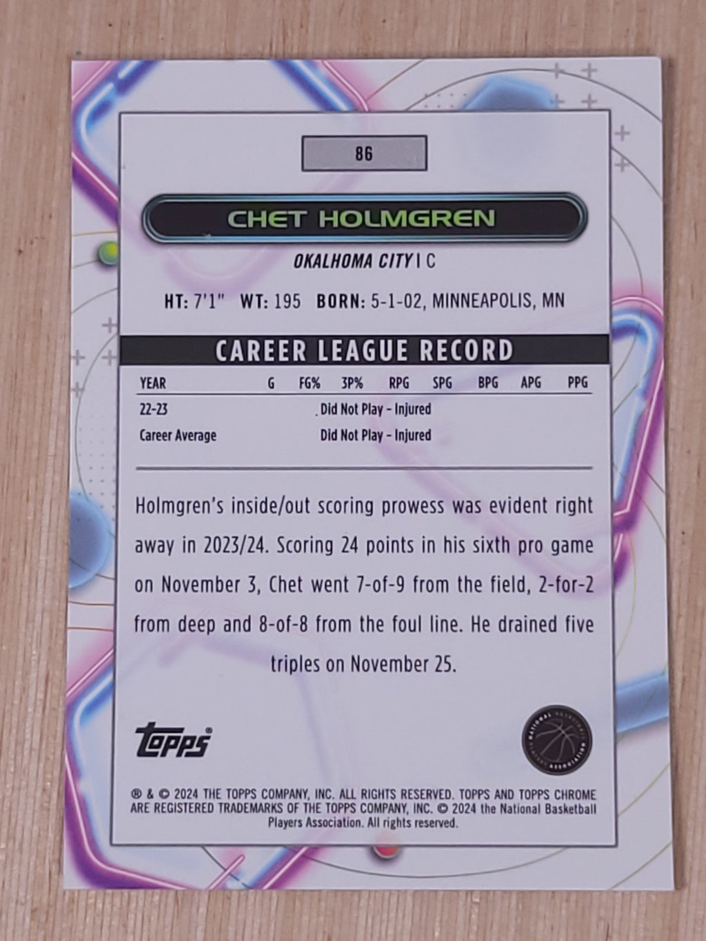 2023-24 Topps Cosmic Chrome - Chet Holmgren #86