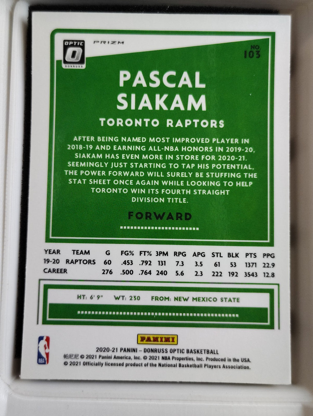 2020-21 Panini Donruss Optic - Pascal Siakam #103 Holo Prizm