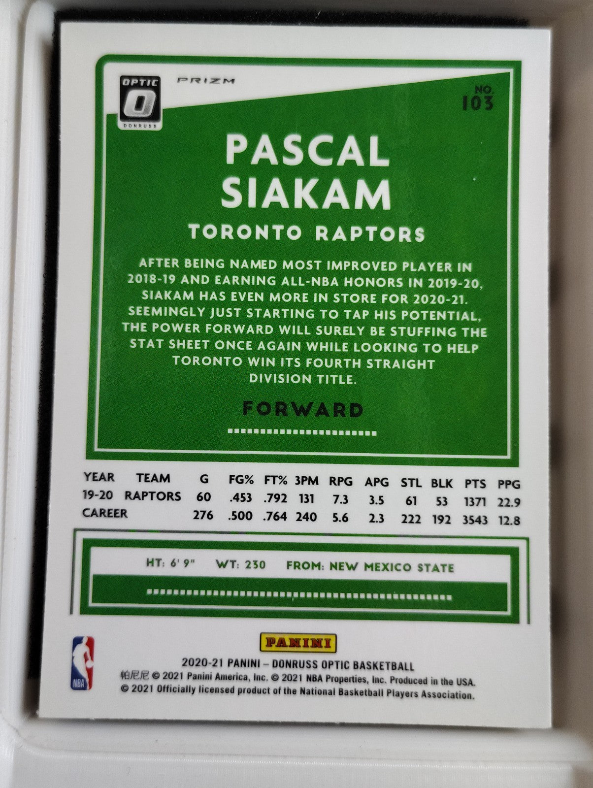 2020-21 Panini Donruss Optic - Pascal Siakam #103 Holo Prizm