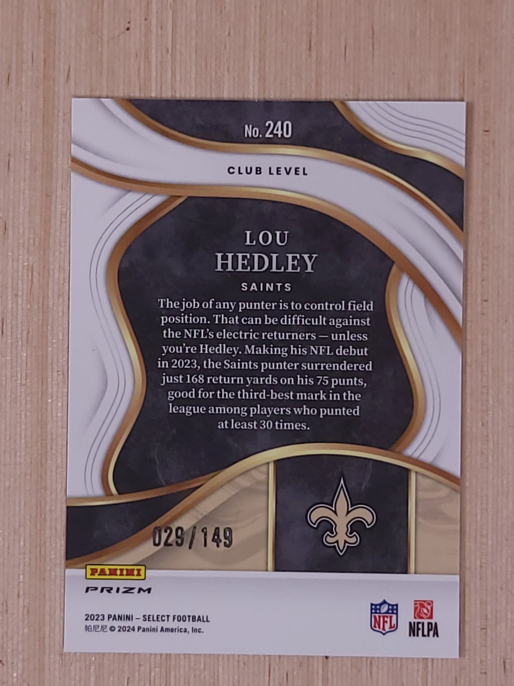 2023 Panini Select - Club Level Lou Hedley #240 (RC)
