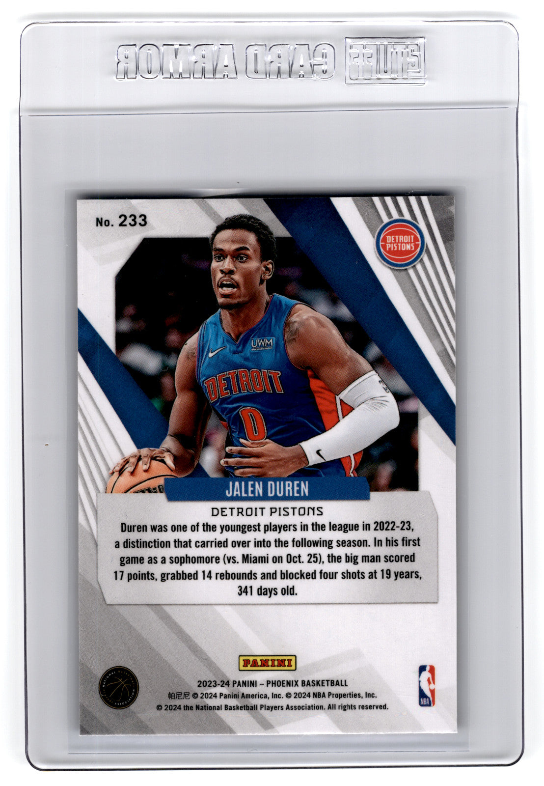 2023 Panini Phoenix Jalen Duren Red Ice #233 **Free Shipping @ $10+**