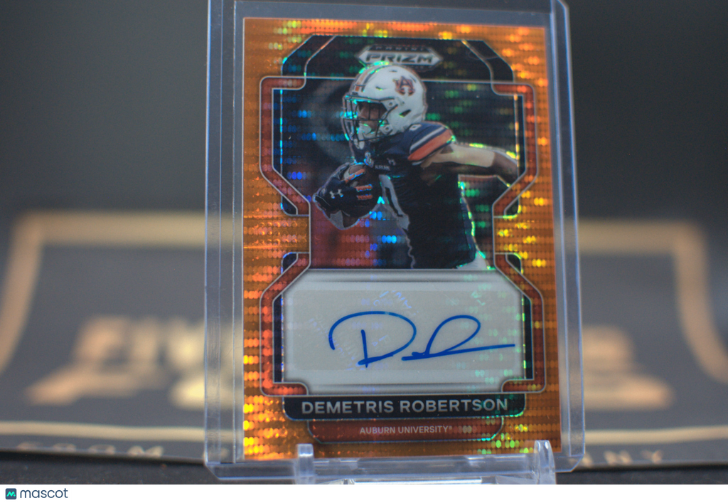 2023 Prizm Draft Picks Orange Pulsar 33/49 Demetris Robertson Auto RA-DRO