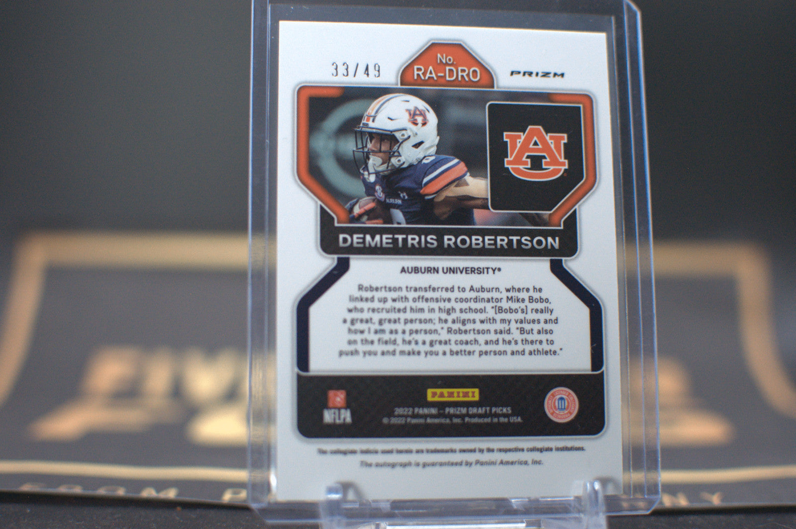 2023 Prizm Draft Picks Orange Pulsar 33/49 Demetris Robertson Auto RA-DRO