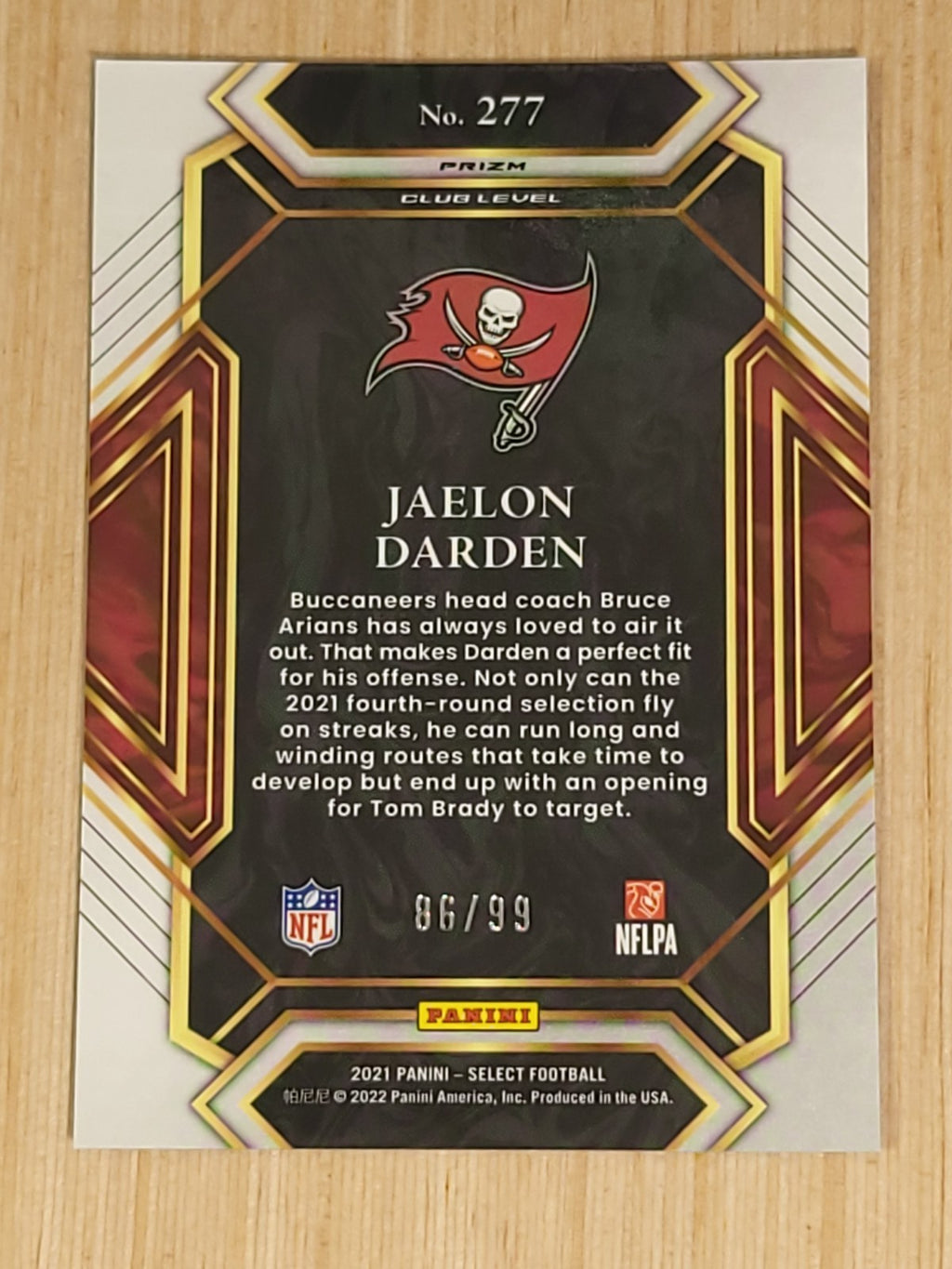 2021 Panini Select - Club Level Jaelon Darden #277 Blue Prizm /99 (RC)