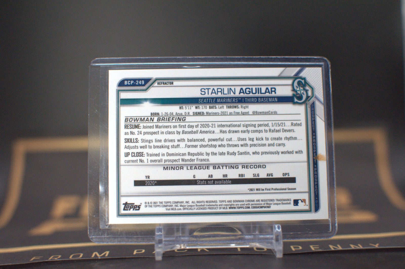 2021 Bowman Chrome Prospects: Starlin Aguilar [Refractor] #BCP-249