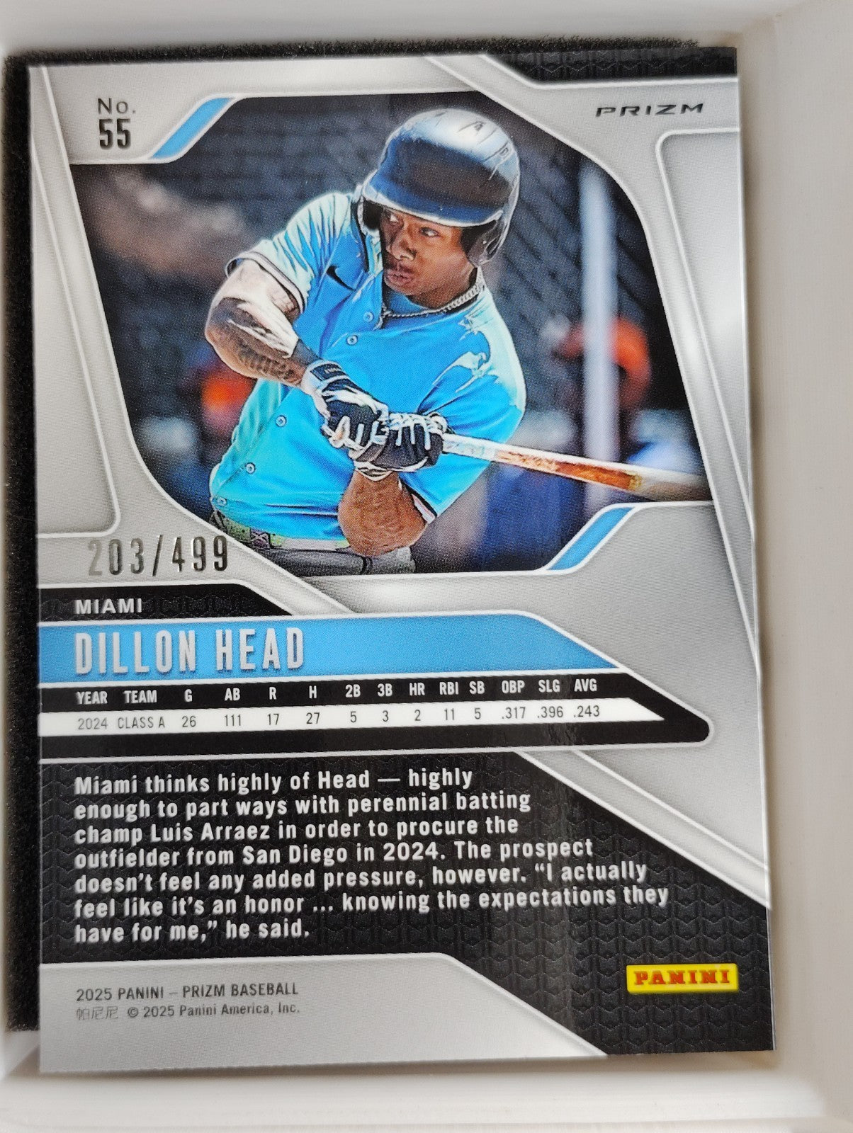 2025 Panini Prizm #55 Dillon Head Pulsar 203/499