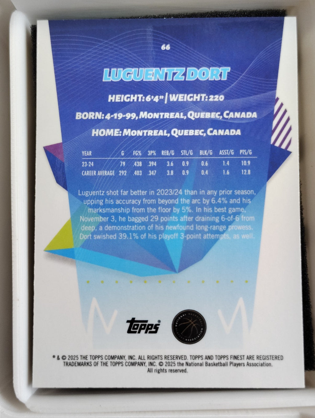 2024-25 Topps Finest #66 Luguentz Dort Green Geometric