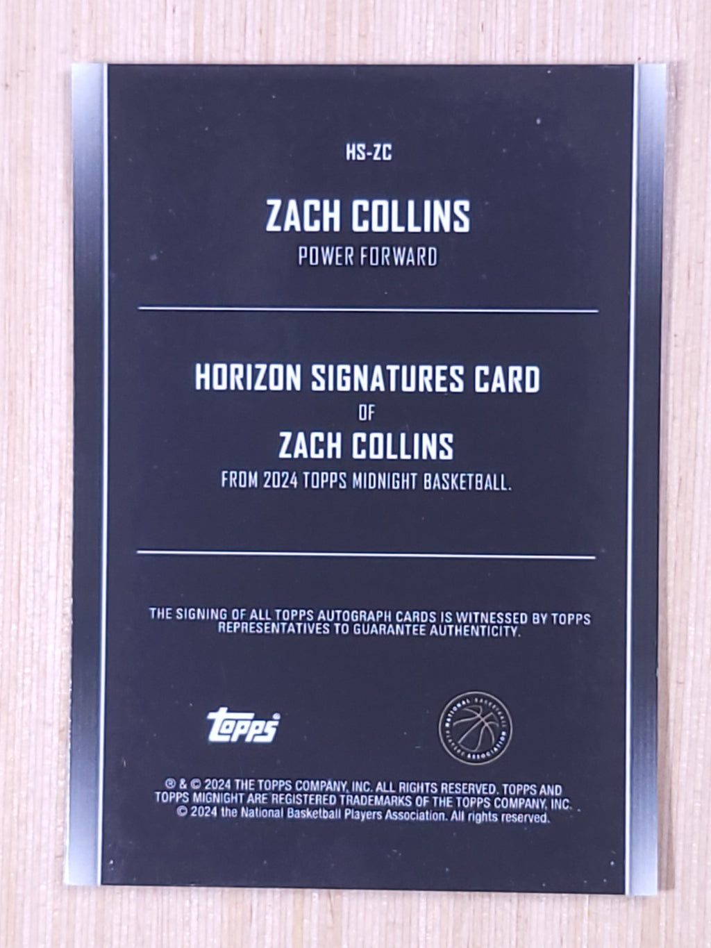2023-24 Topps Midnight - Horizon Signatures Zach Collins #HS-ZC Twilight /199