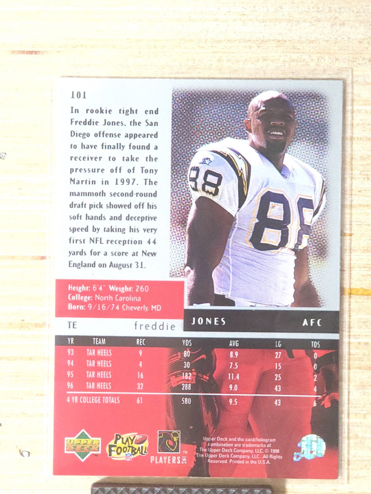 1998 Upper Deck Black Diamond - Freddie Jones #101