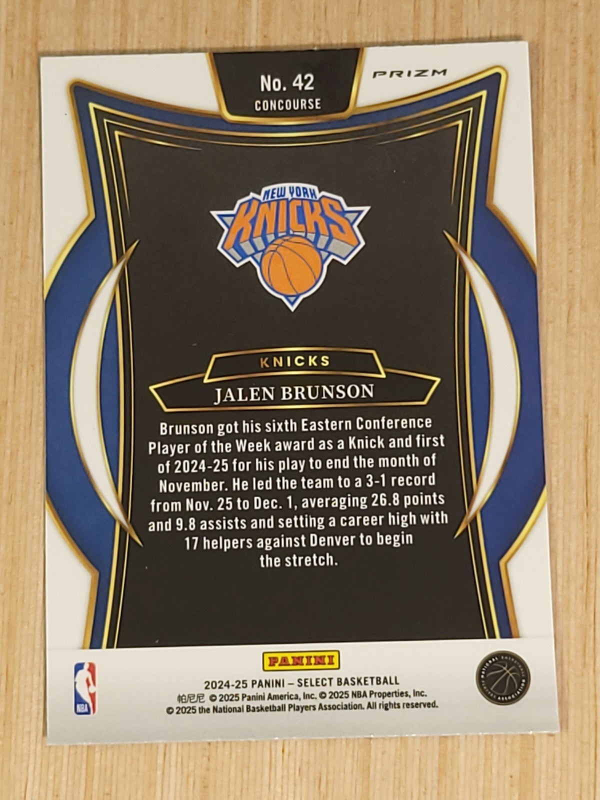 2024-25 Panini Select - Concourse Jalen Brunson #42 Green White Purple Prizm