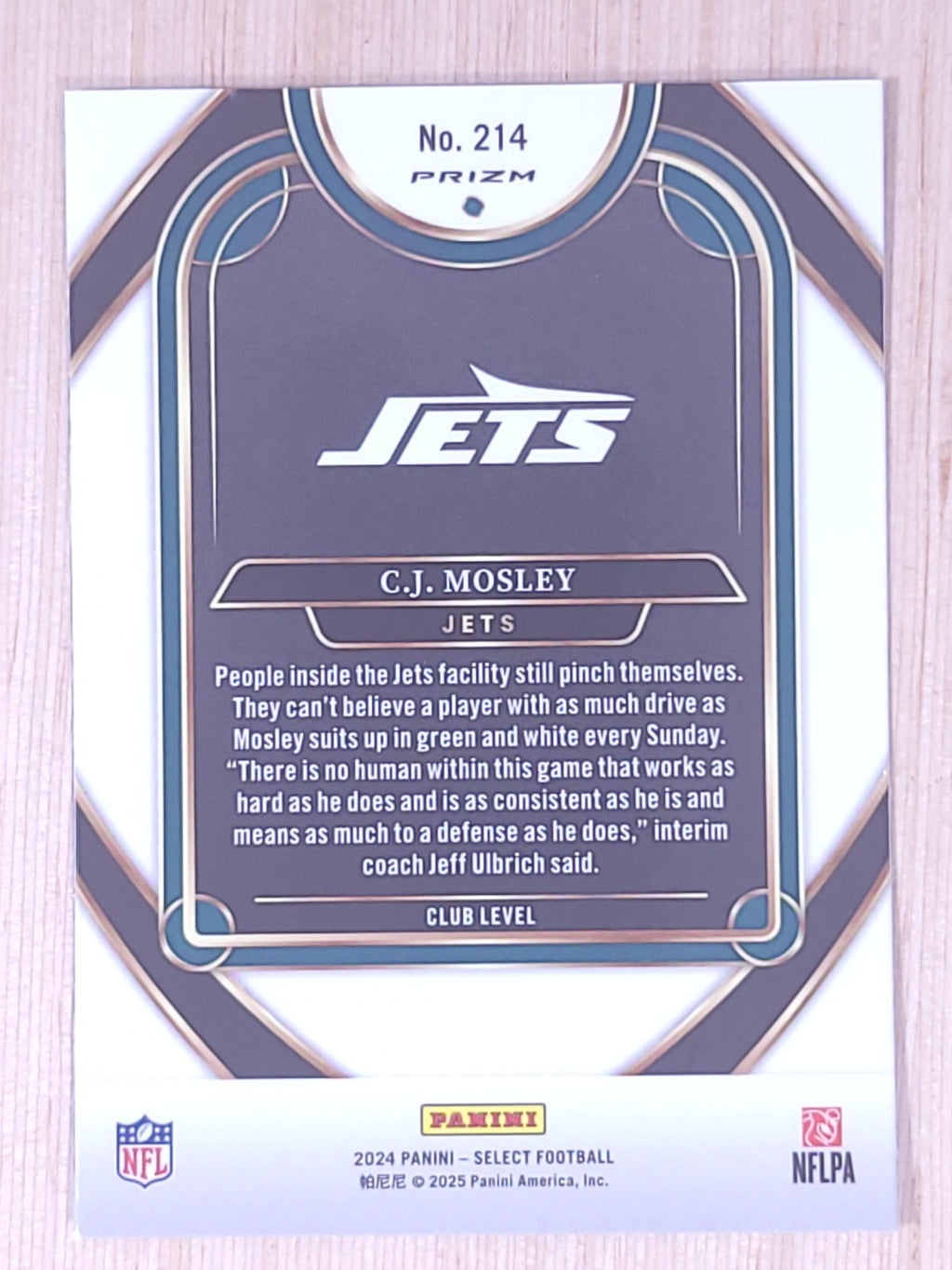 2024 Panini Select #214 CJ Mosley Green Yellow Shock