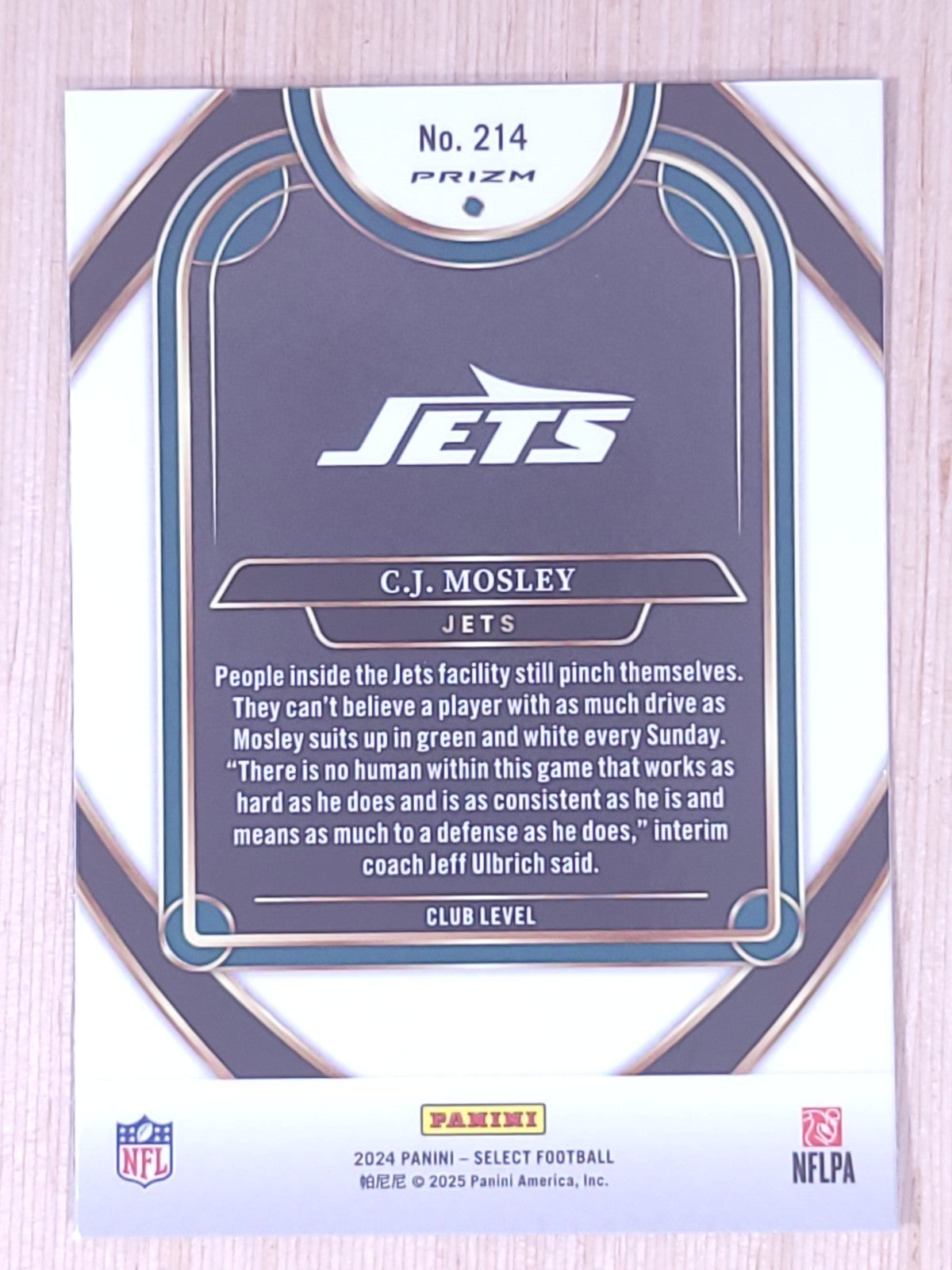 2024 Panini Select #214 CJ Mosley Green Yellow Shock
