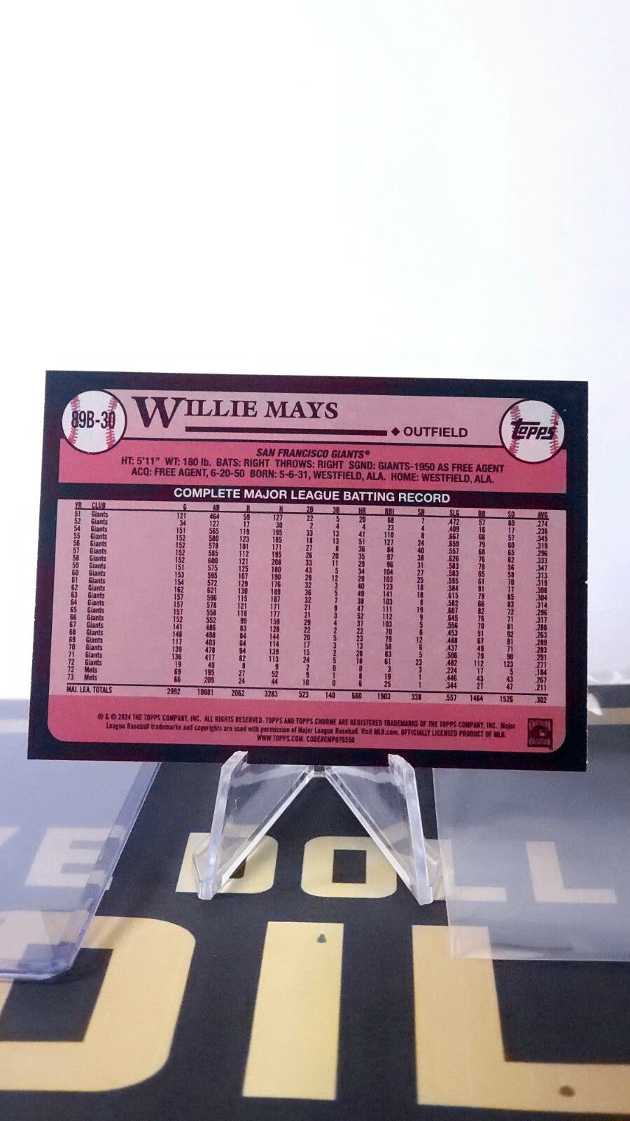 2024 Topps 1989: Willie Mays [Mega Box] #89B-30