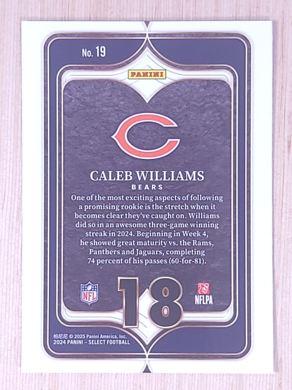 2024 Panini Select Numbers #19 Caleb Williams [Base]