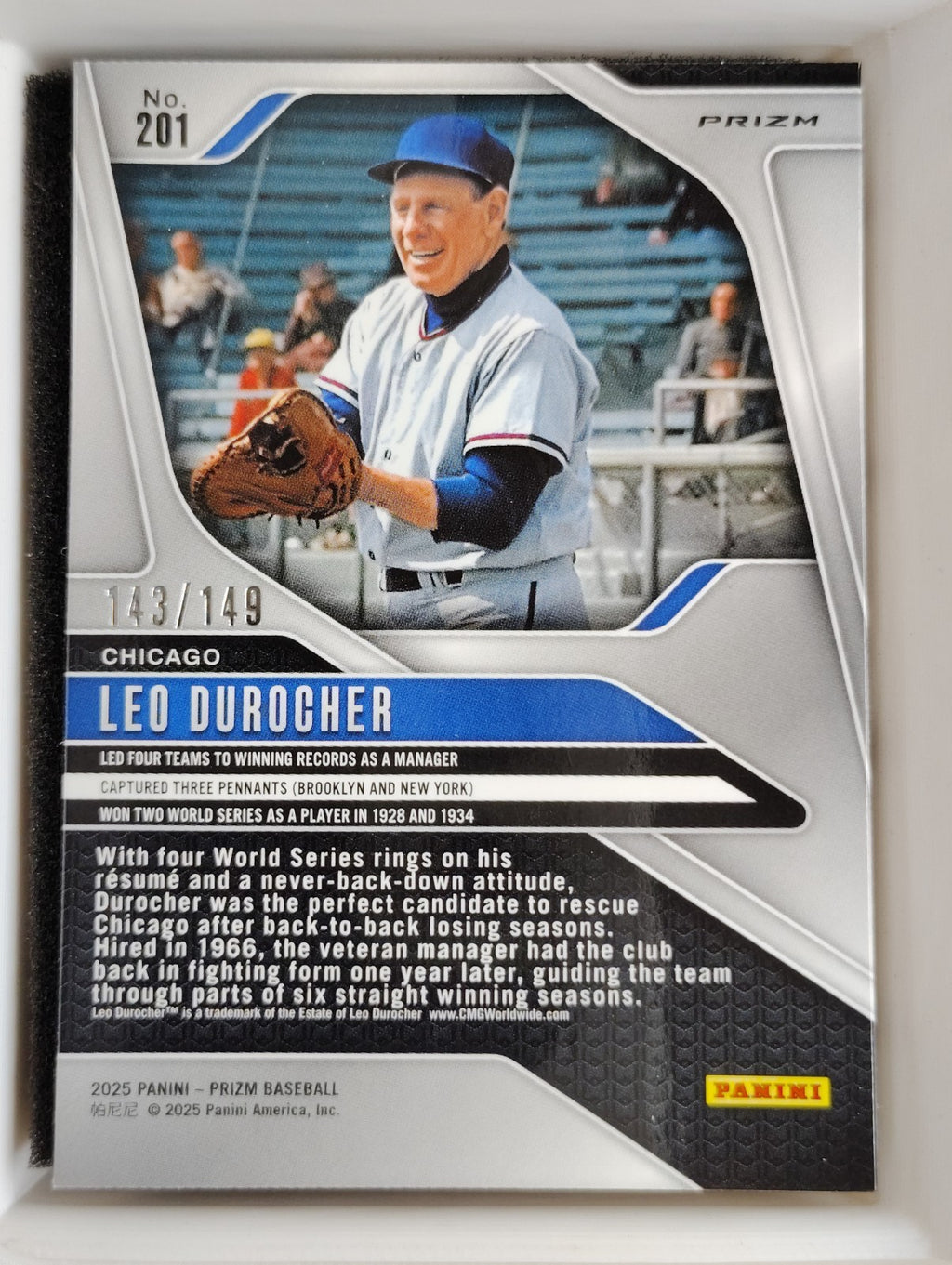 2025 Panini Prizm #201 Leo Durocher Purple 143/149
