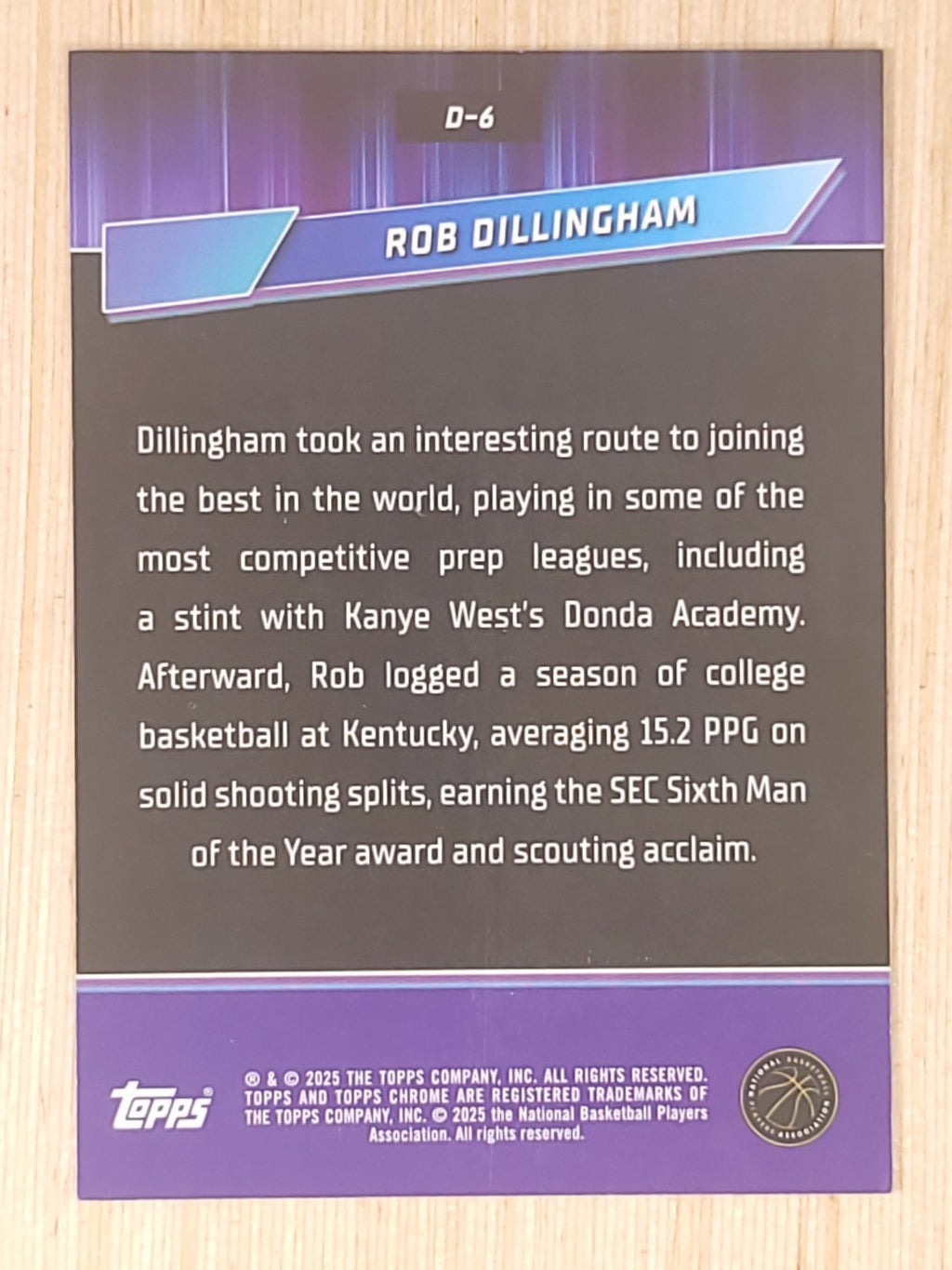 2024-25 Topps Chrome Destiny #D-6 Rob Dillingham Geometric Gold 45/50