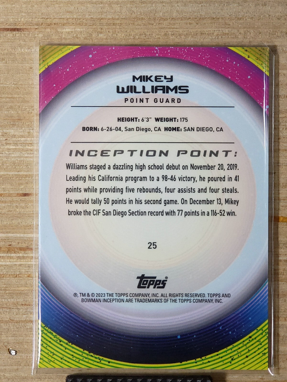 2022-23 Bowman Inception University Gold #25 Mikey Williams /50
