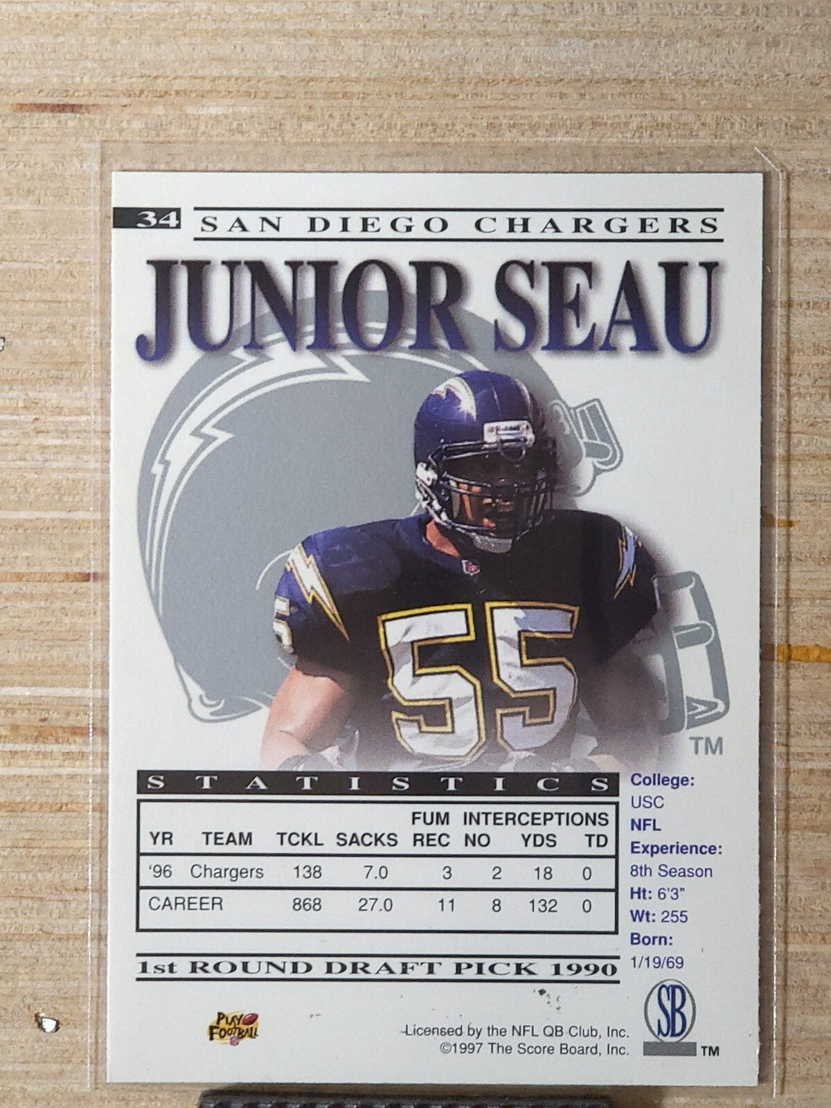 1997 Pro Line Gems Football Junior Seau #34