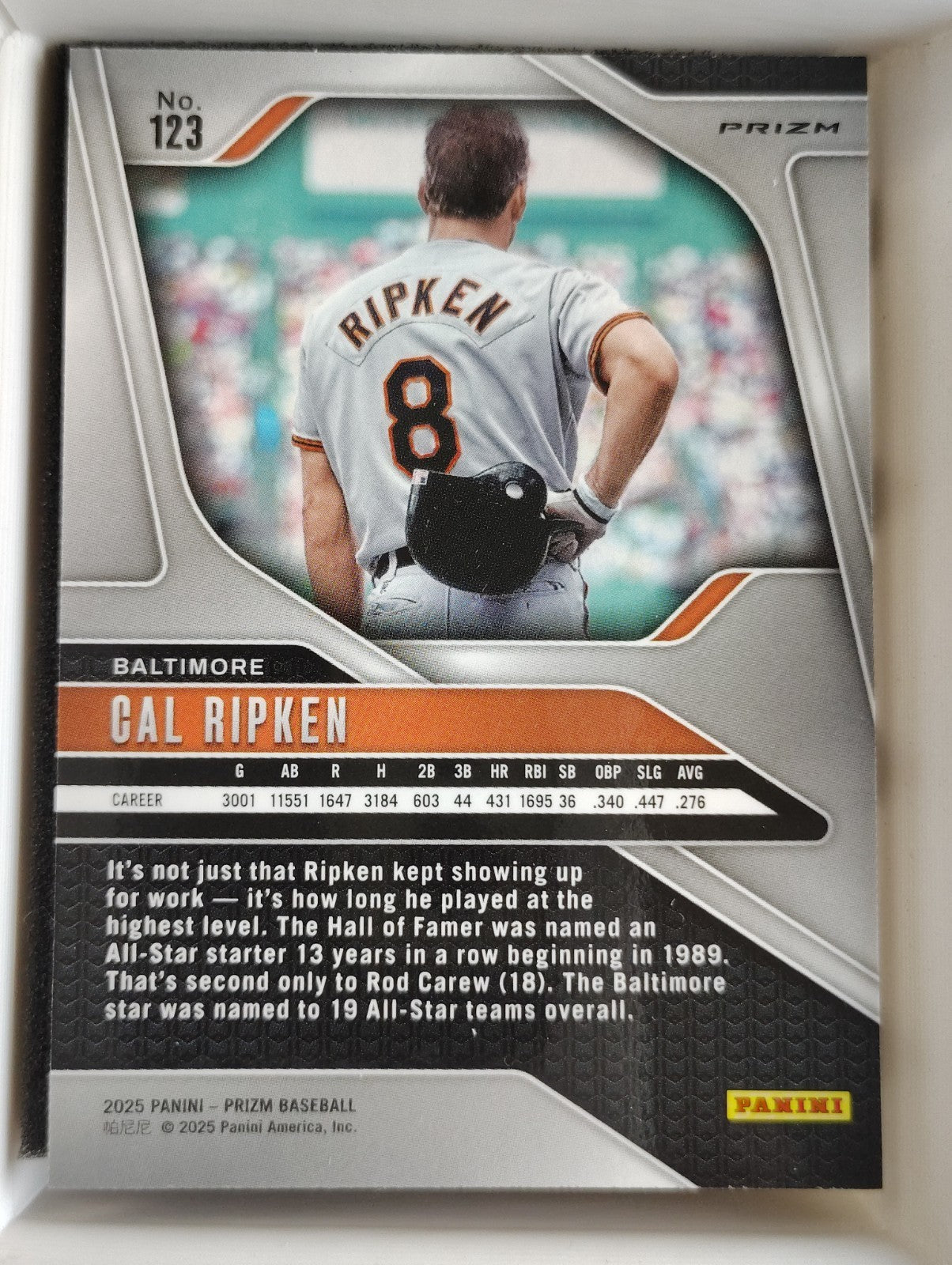 2025 Panini Prizm #123 Cal Ripken Prizm