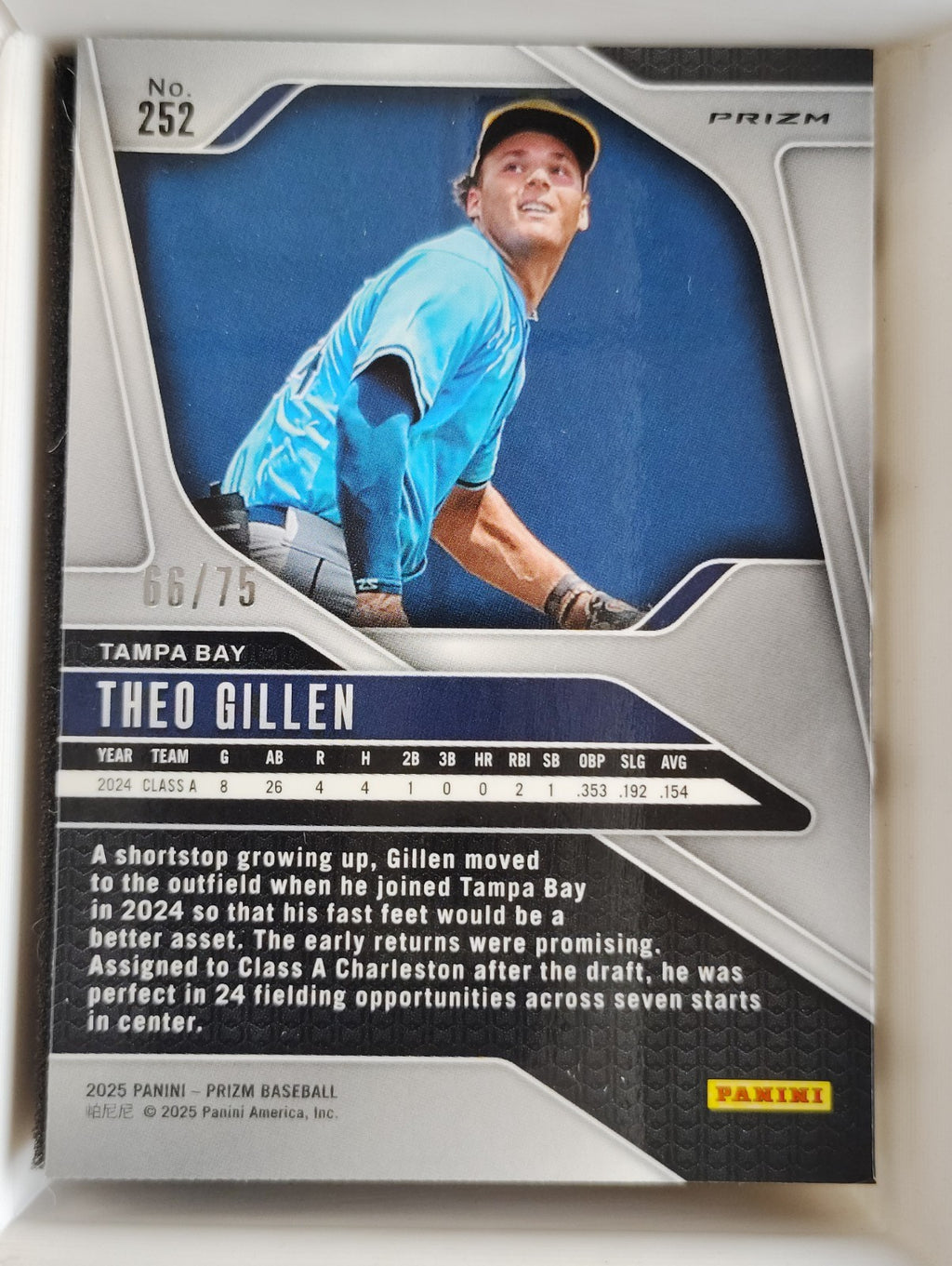 2025 Panini Prizm #252 Theo Gillen 66/75 Green Scope