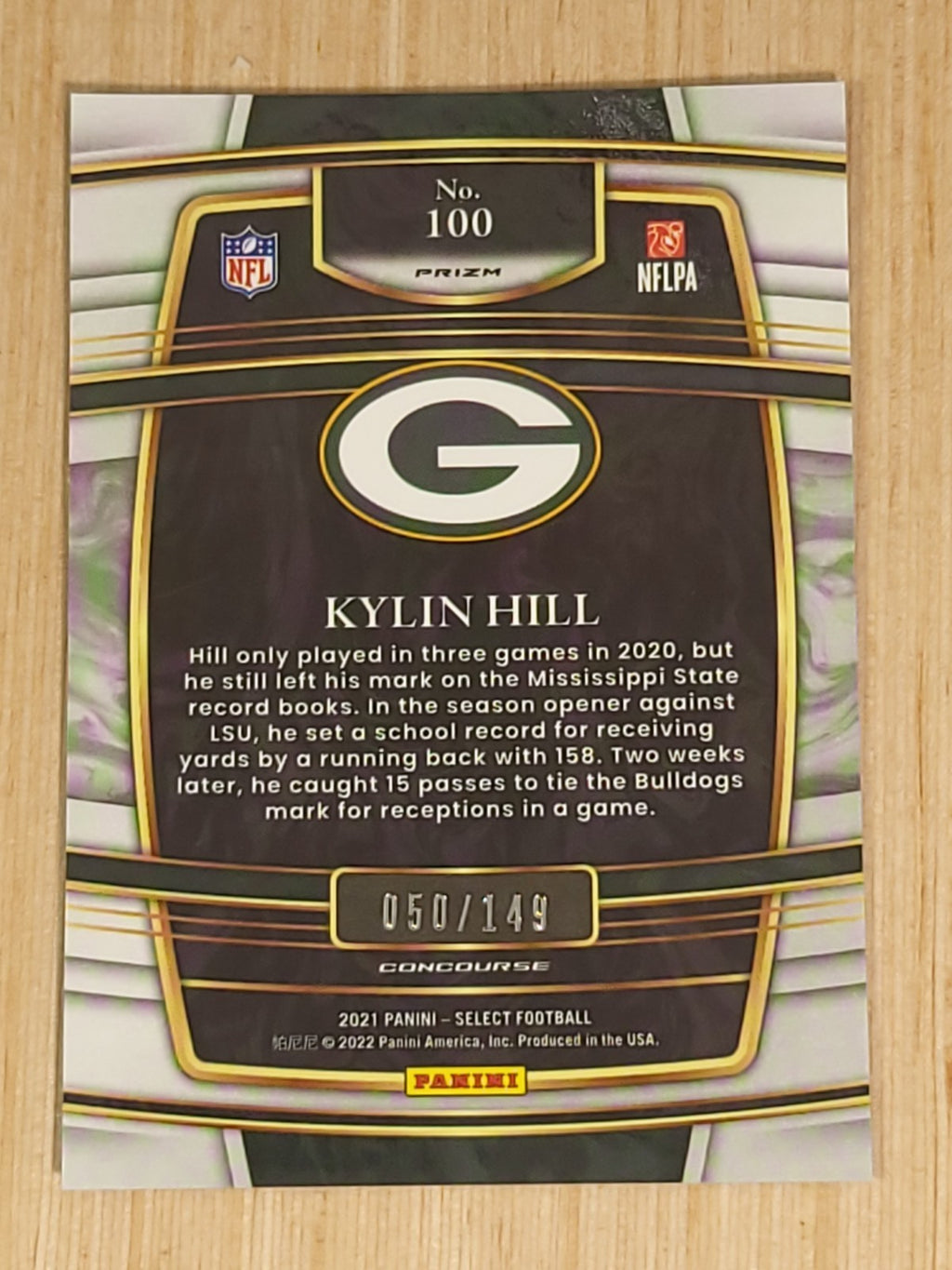 2021 Panini Select - Concourse Kylin Hill #100 Maroon Prizm /149 (RC)