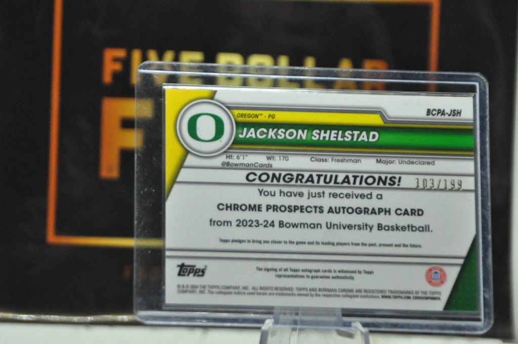 2023-24 Bowman U Chrome Basketball #BCPA-JSH JACKSON SHELSTAD Lava Auto #103/199