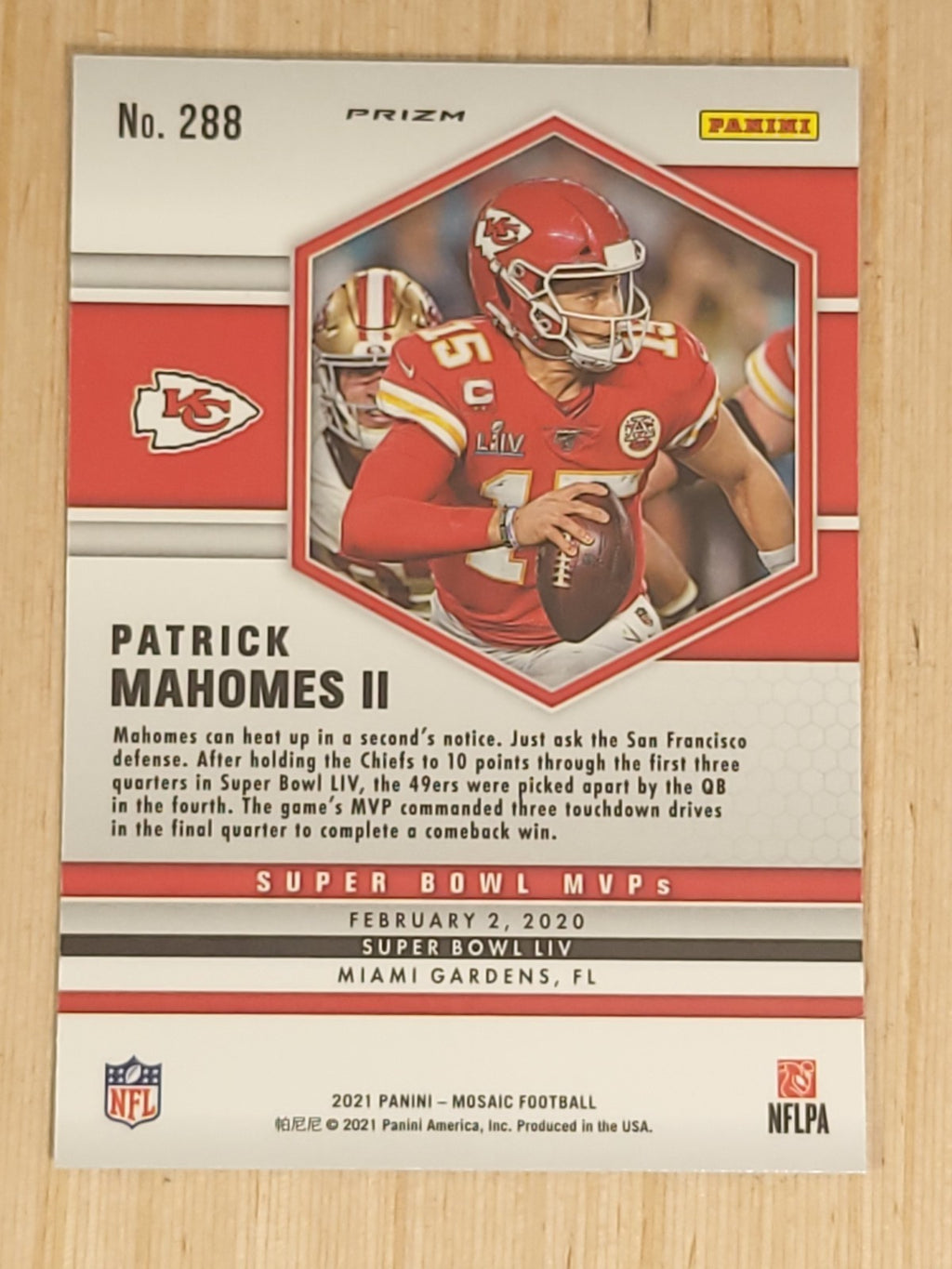 2021 Panini Mosaic - Super Bowl MVPs Patrick Mahomes II #288 Silver Prizm
