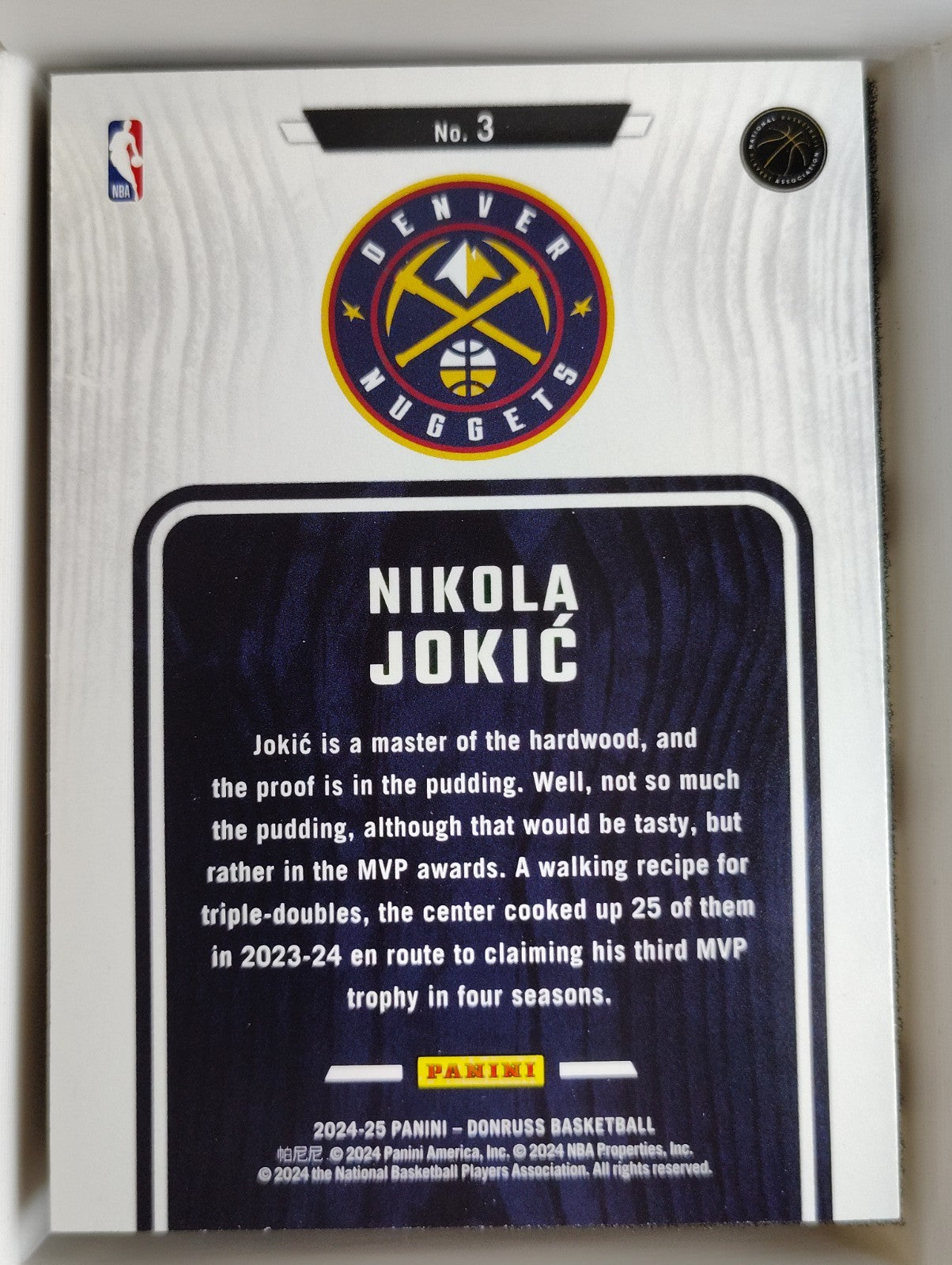 2024-25 Panini Donruss Hardwood Masters Nikola Jokić #3 Press Proof