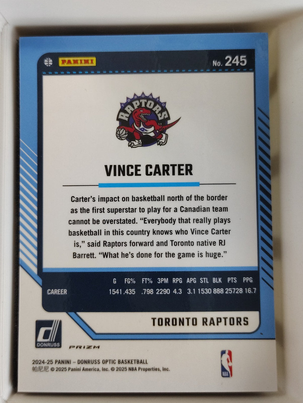 2024-25 Donruss Legends Vince Carter #245 Prizm