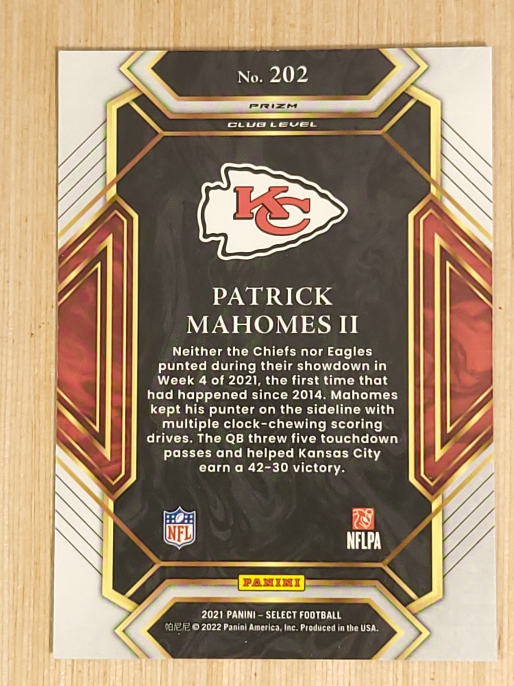 2021 Panini Select - Club Level Patrick Mahomes II #202 Silver Prizm