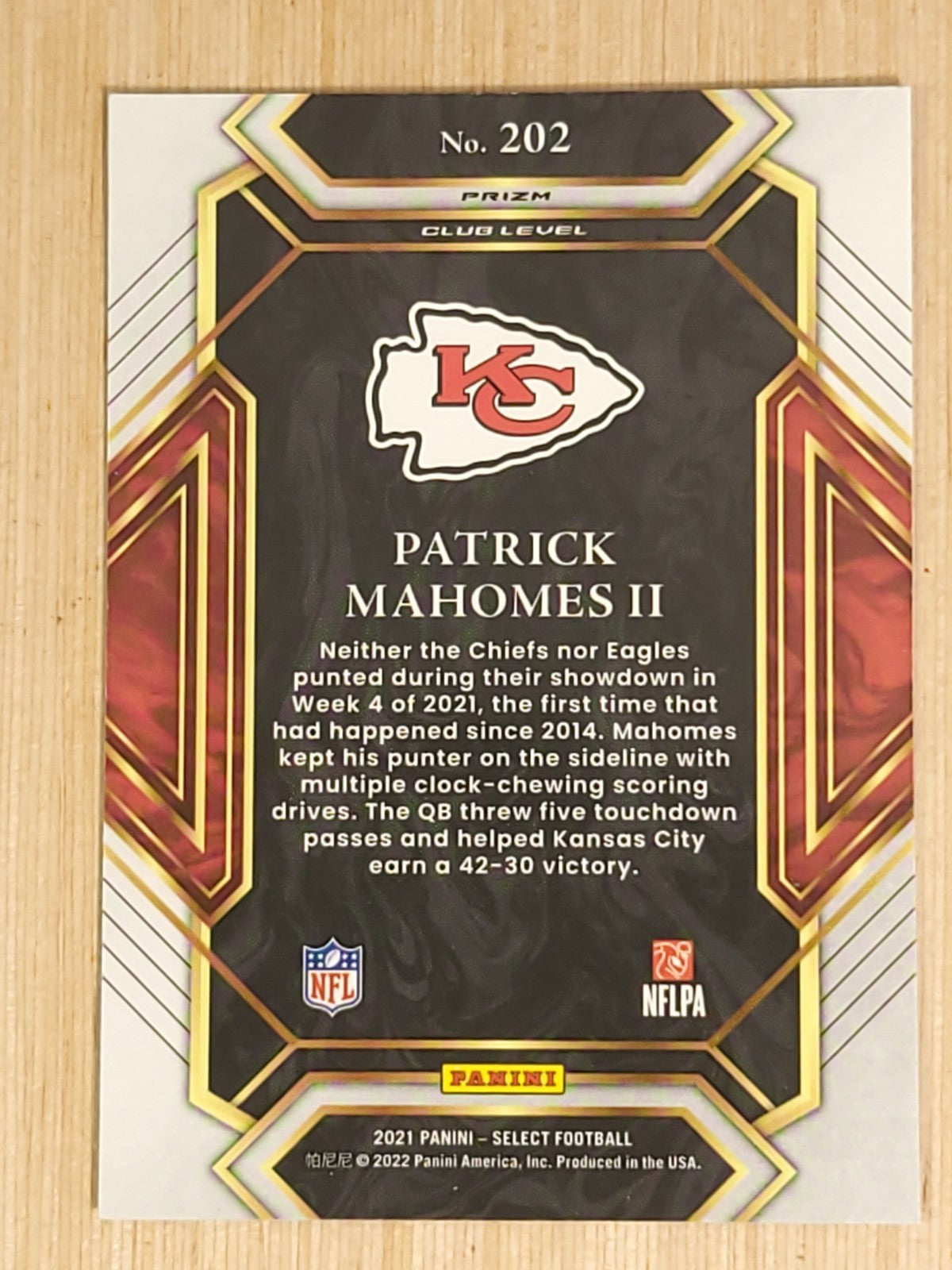 2021 Panini Select - Club Level Patrick Mahomes II #202 Silver Prizm