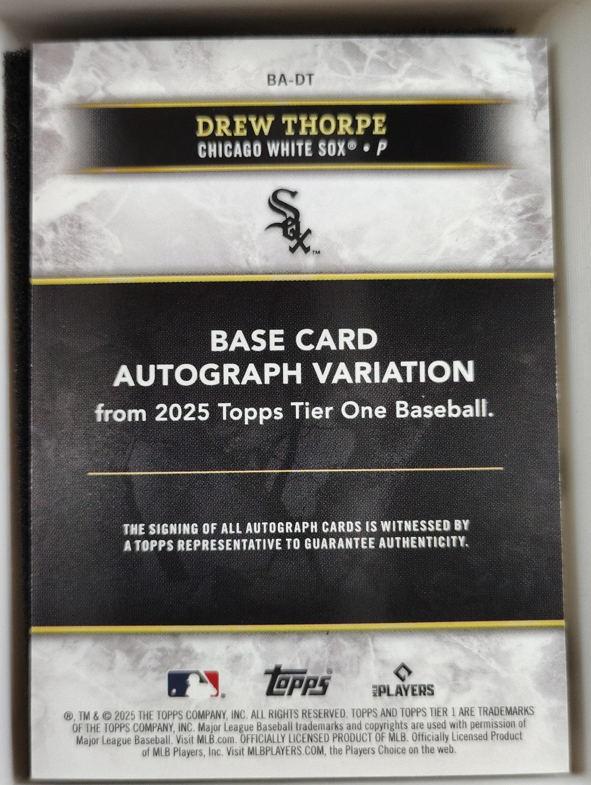 2025 Topps Teir One Auto Drew Thorpe #BA-DT 064/199