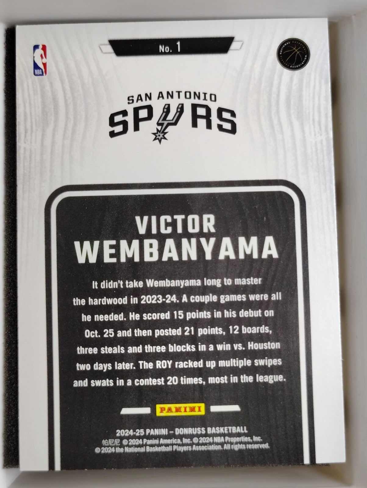 2024-25 Panini Donruss Hardwood Masters #1 Victor Wembanyama