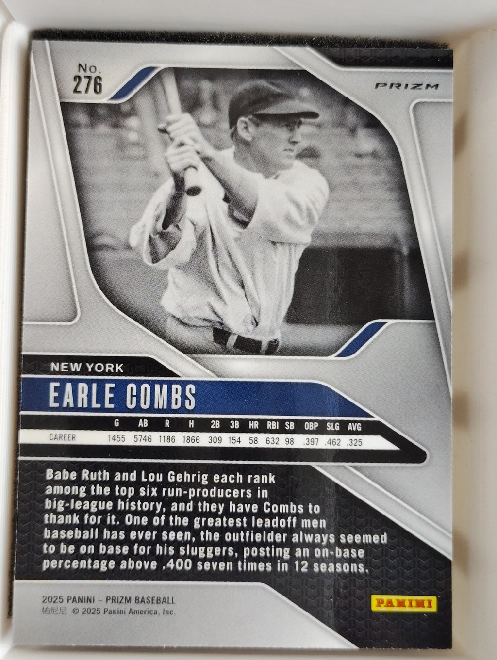 2025 Panini Prizm #276 Earle Combs Ruby Wave