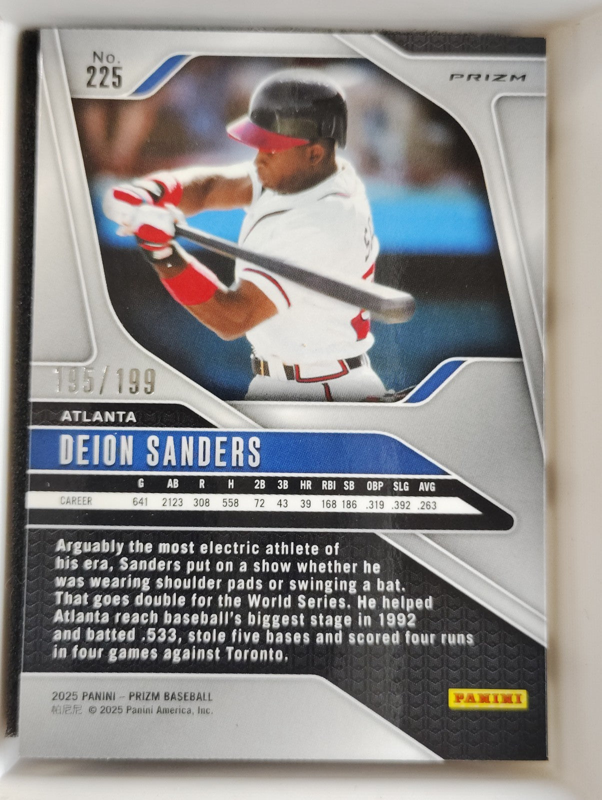 2025 Panini Prizm #225 Deion Sanders 195/199 Blue