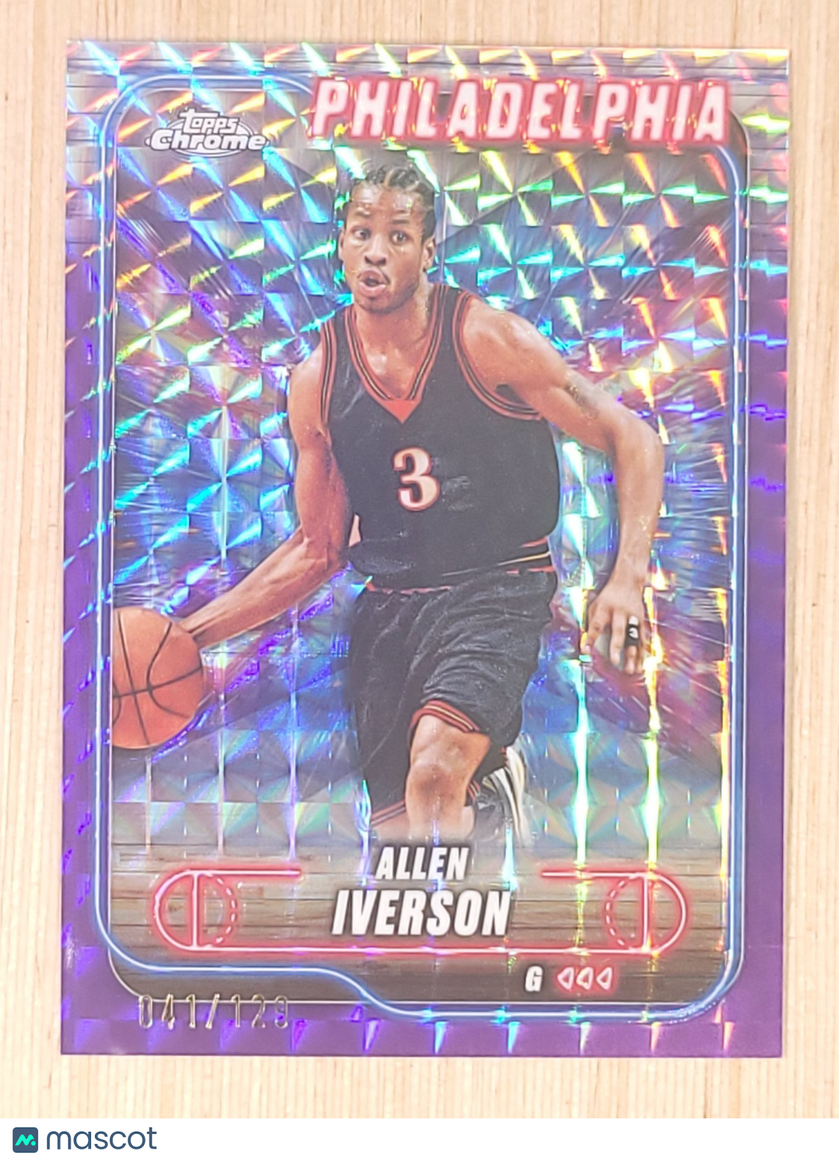 2024-25 Topps Chrome #94 Allen Iverson Purple Geometric 041/129