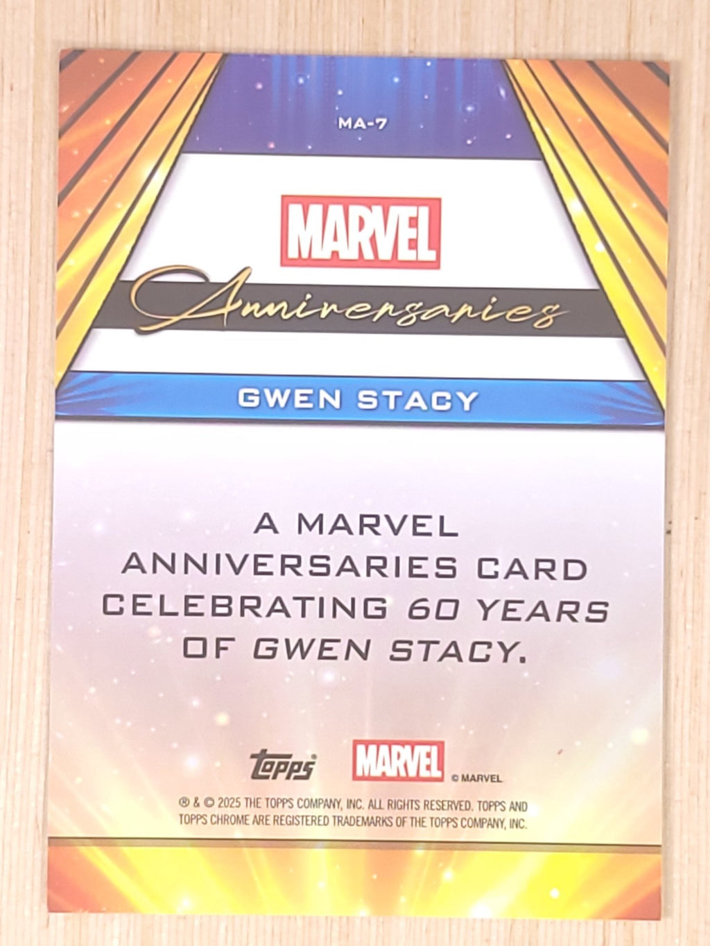 2024-25 Topps Chrome Marvel Anniversaries #MA-7 Gwen Stacy