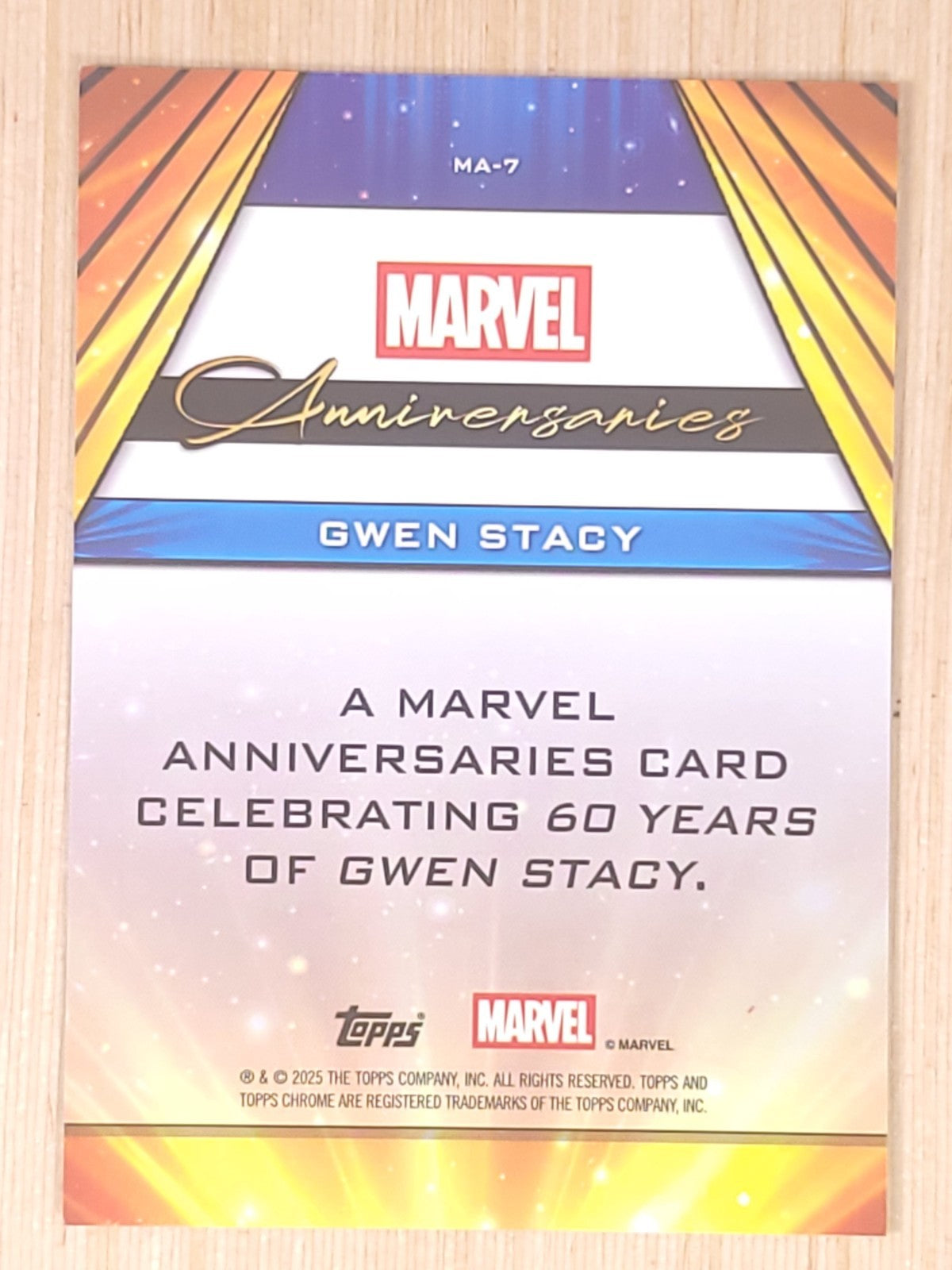 2024-25 Topps Chrome Marvel Anniversaries #MA-7 Gwen Stacy
