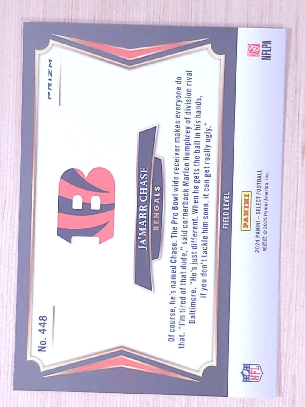 2024 Panini Select #448 Ja'Marr Chase Field Level Prizm
