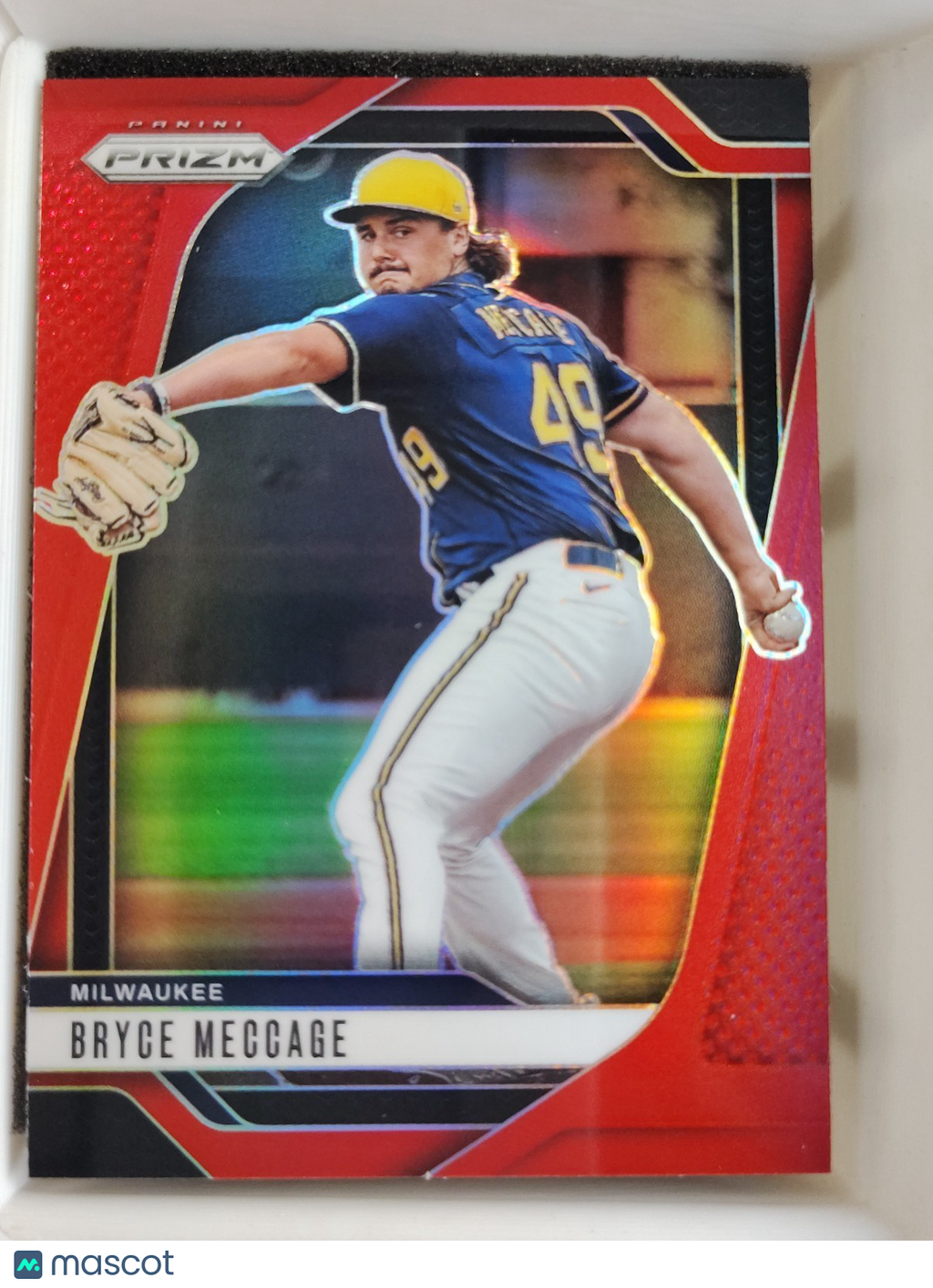 2025 Panini Prizm #204 Bryce Meccage 015/299 Red
