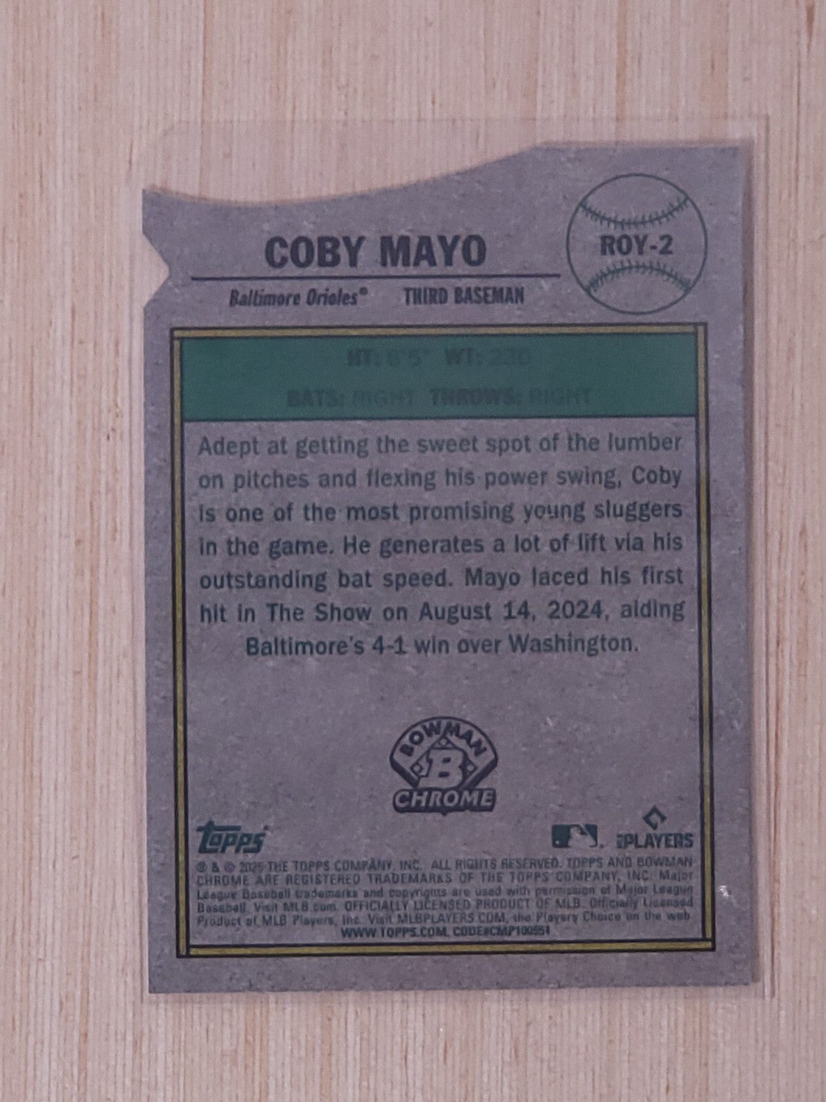 2025 Bowman Coby Mayo Rookie Of The Year ROY-2