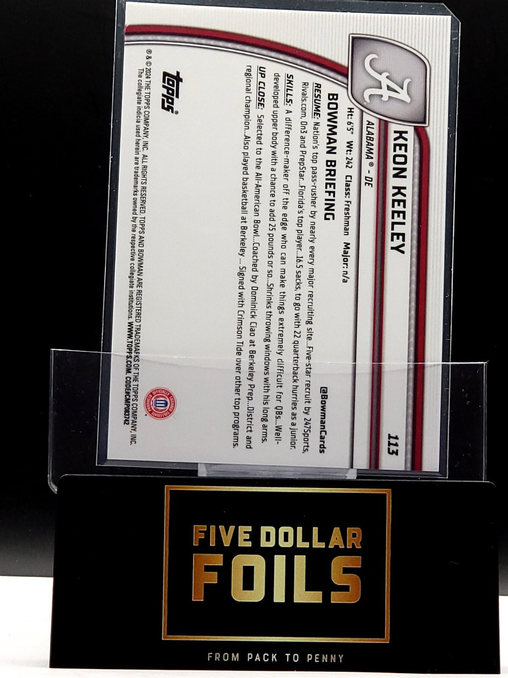 2024 Bowman University Chrome - #113 Keon Keeley Magenta Speckle 022/125