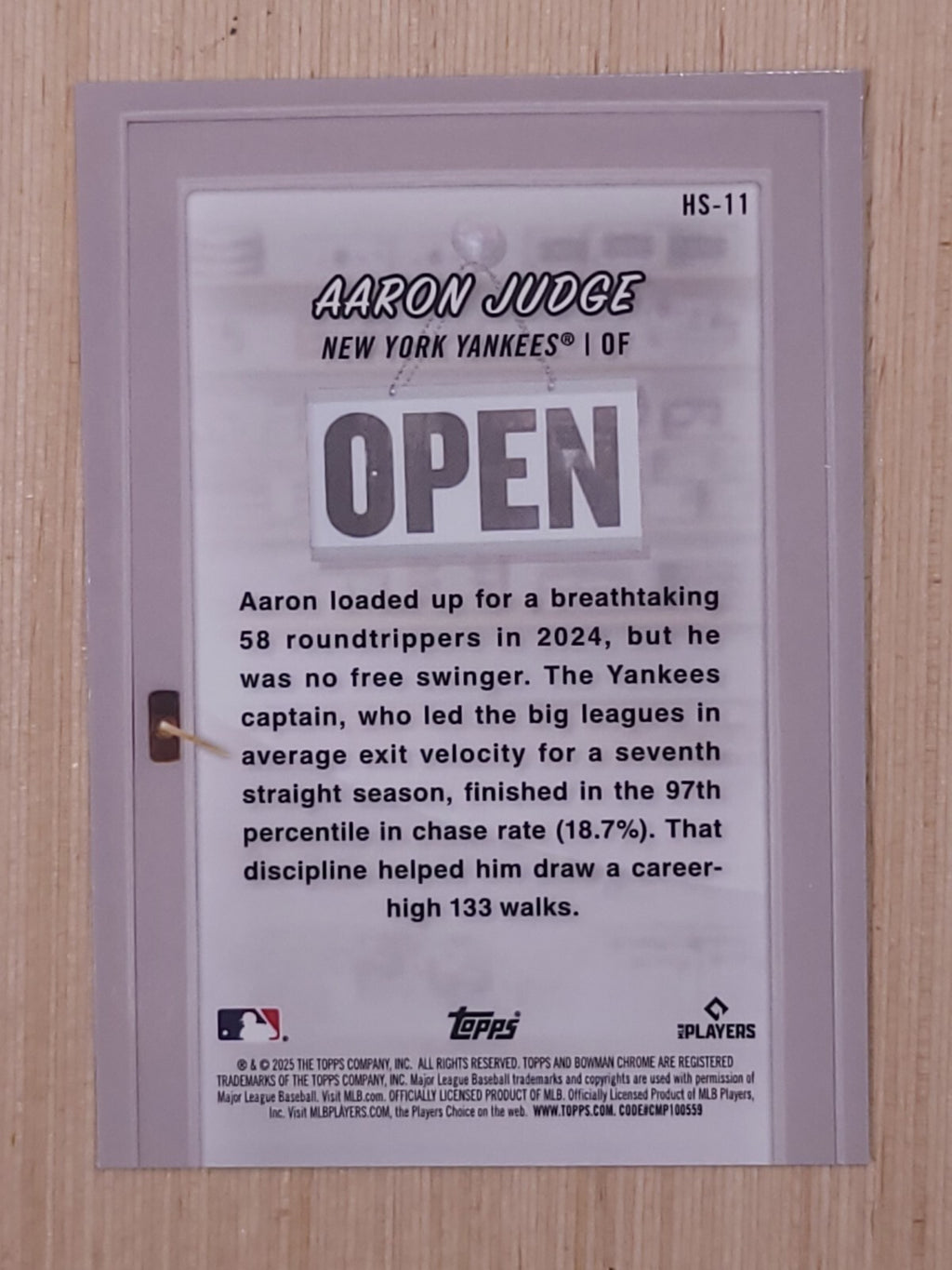 2025 Bowman Aaron Judge Chrome Card Shop HS-11