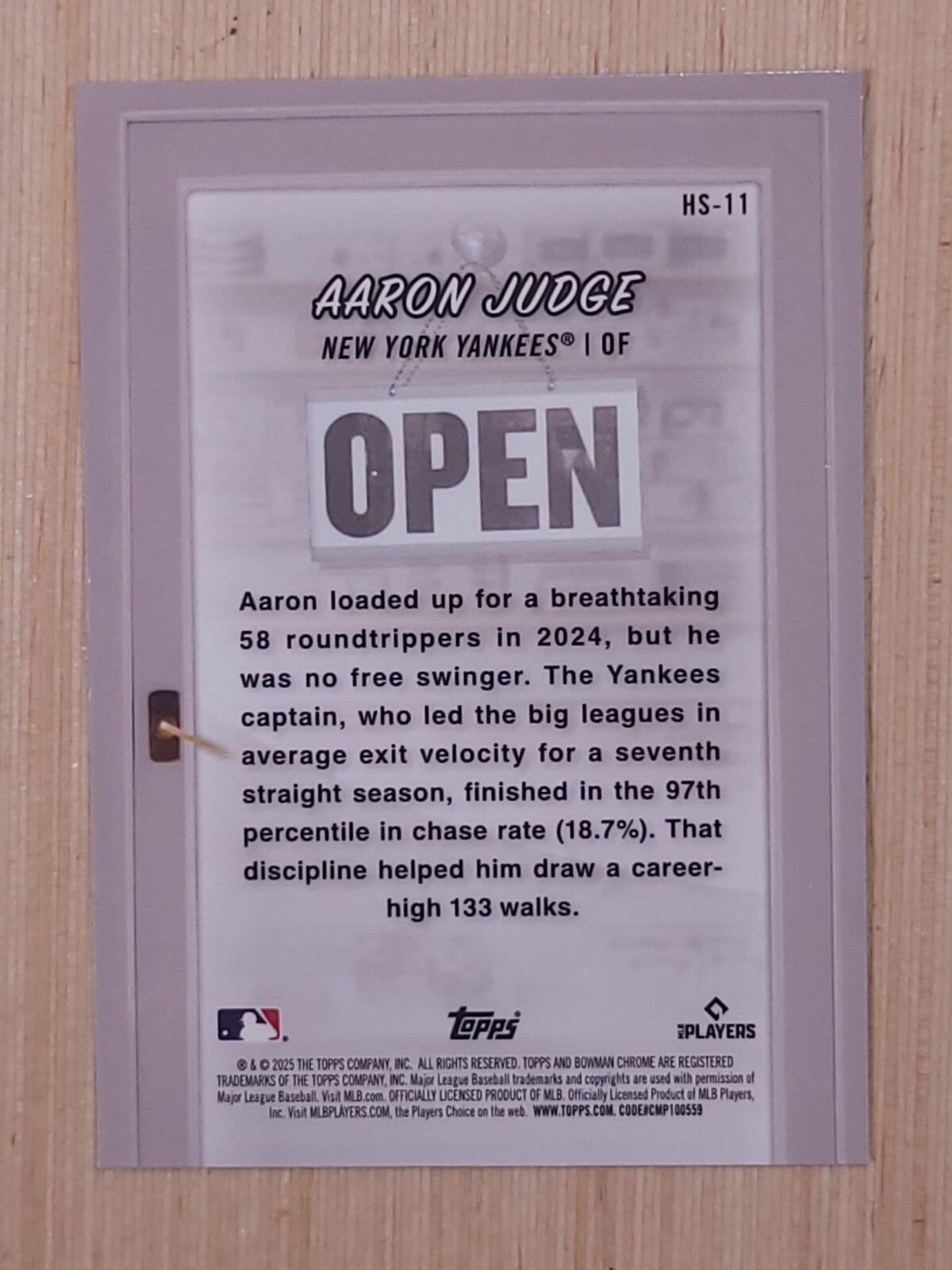 2025 Bowman Aaron Judge Chrome Card Shop HS-11