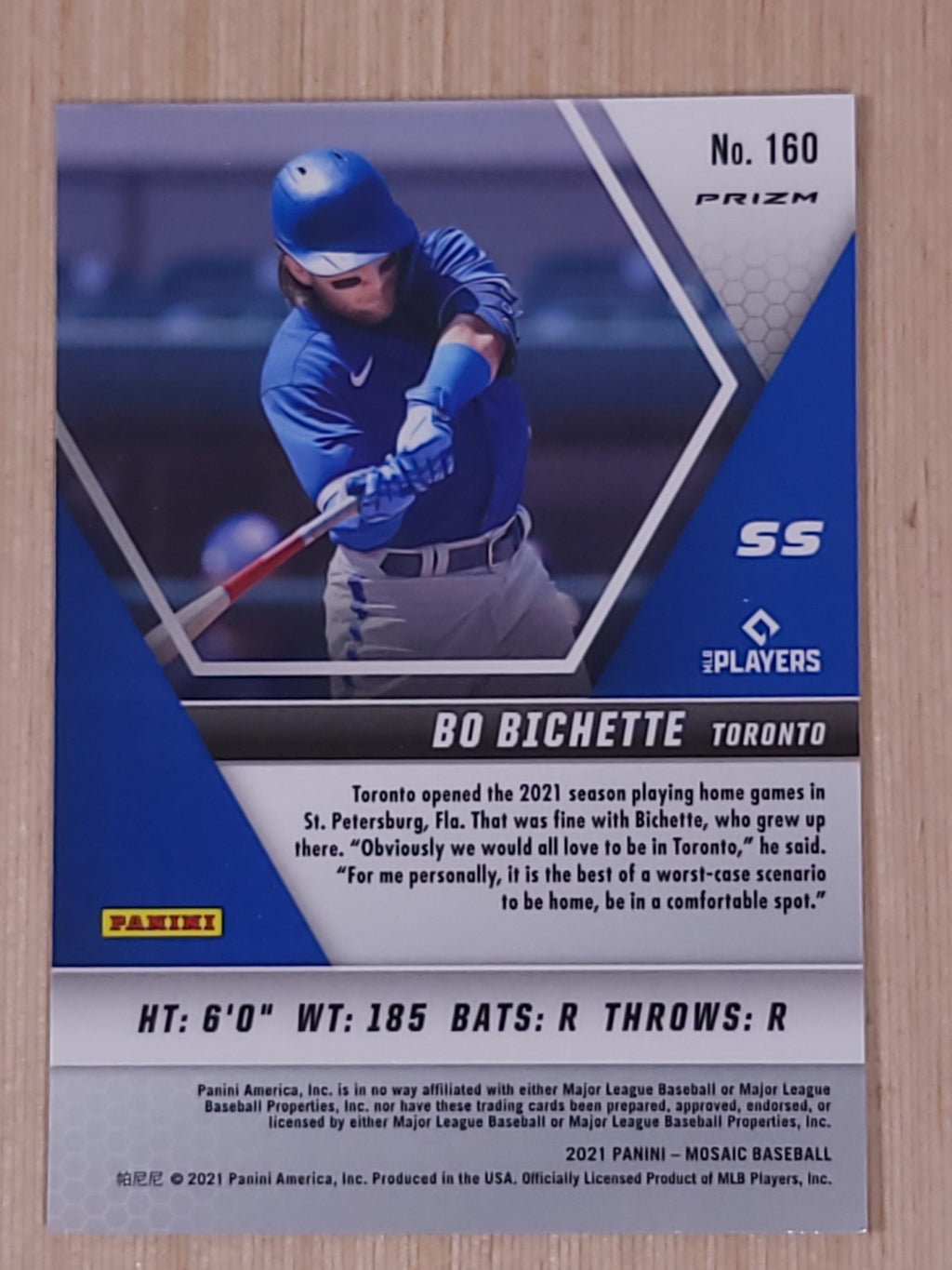 2021 Panini Mosaic - Bo Bichette #160 Silver Prizm