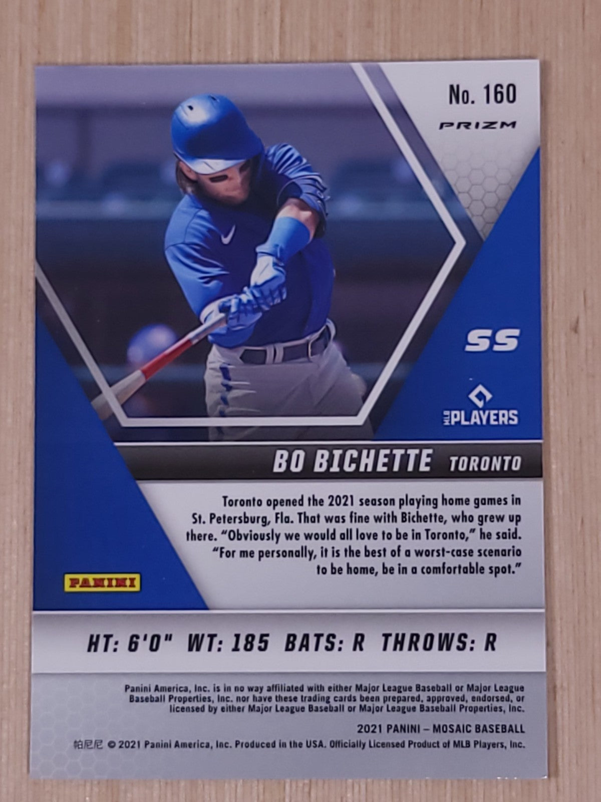 2021 Panini Mosaic - Bo Bichette #160 Silver Prizm