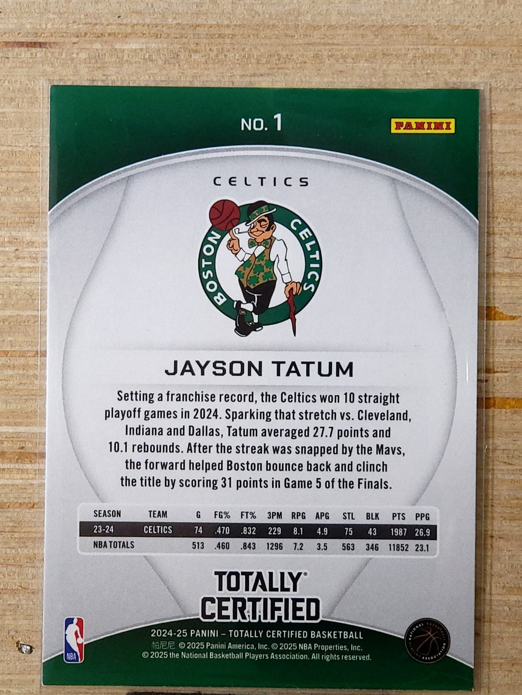 2024-25 Panini Totally Certified #1 Jayson Tatum