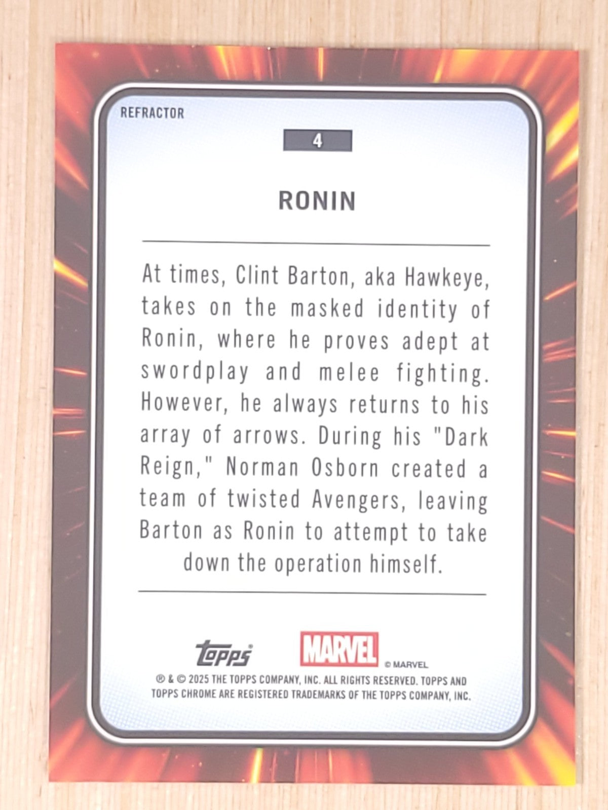 2024-25 Topps Chrome Marvel #4 Ronin Refractor